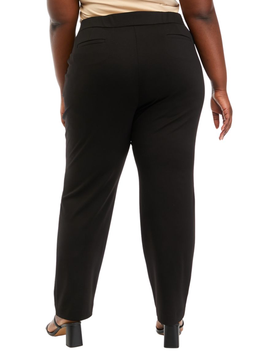 Plus Size Pull On Ponte Straight Pants