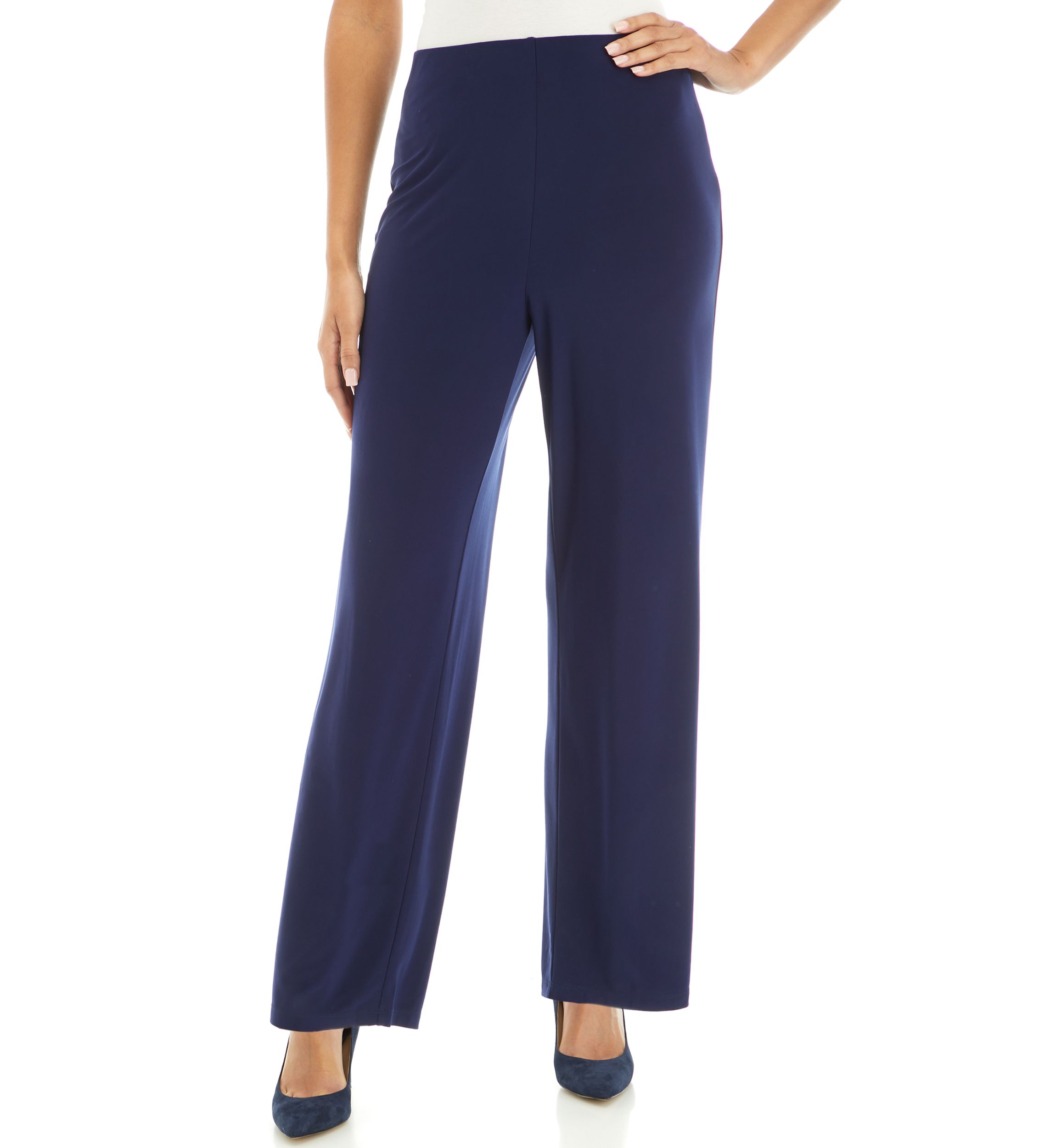 Petite Pull On Wide Leg Knit Pants