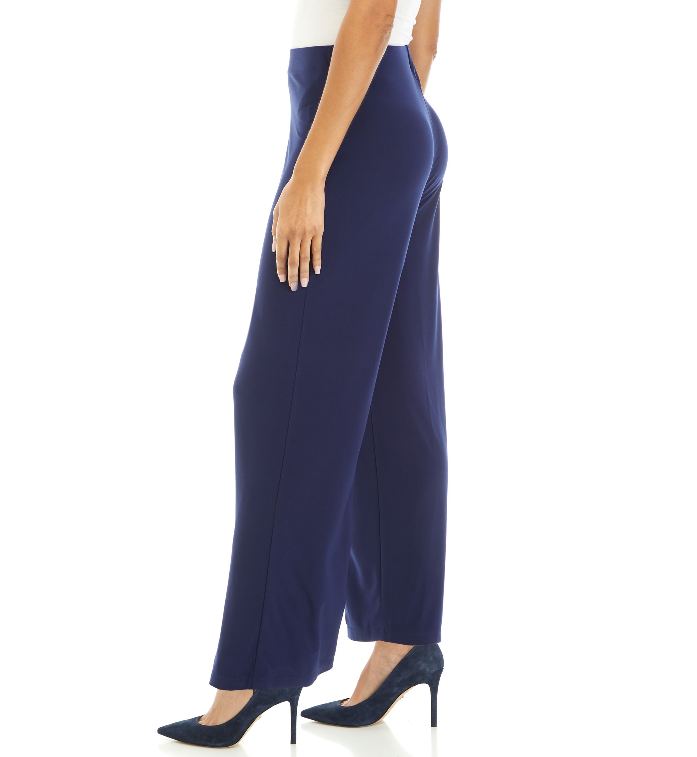 Petite Pull On Wide Leg Knit Pants