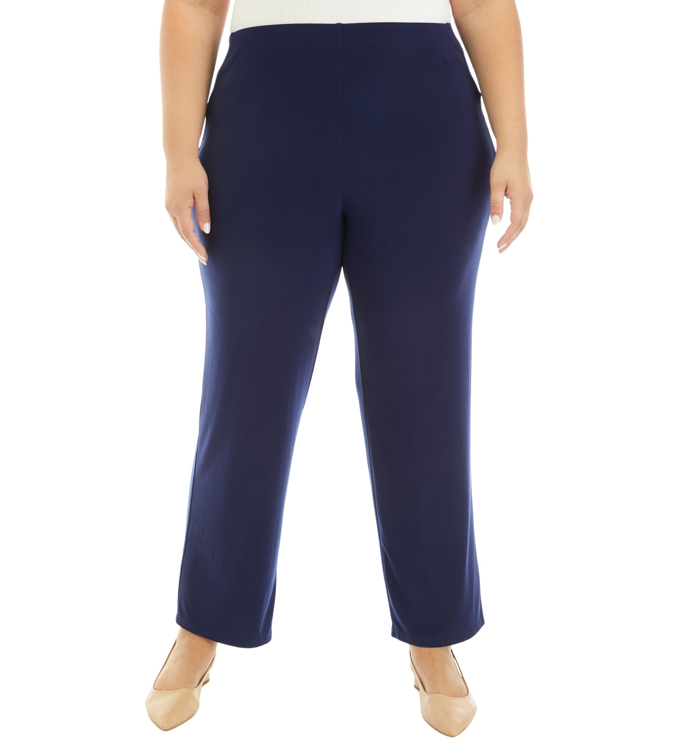 Plus Size Pull On Wide Leg Knit Pants