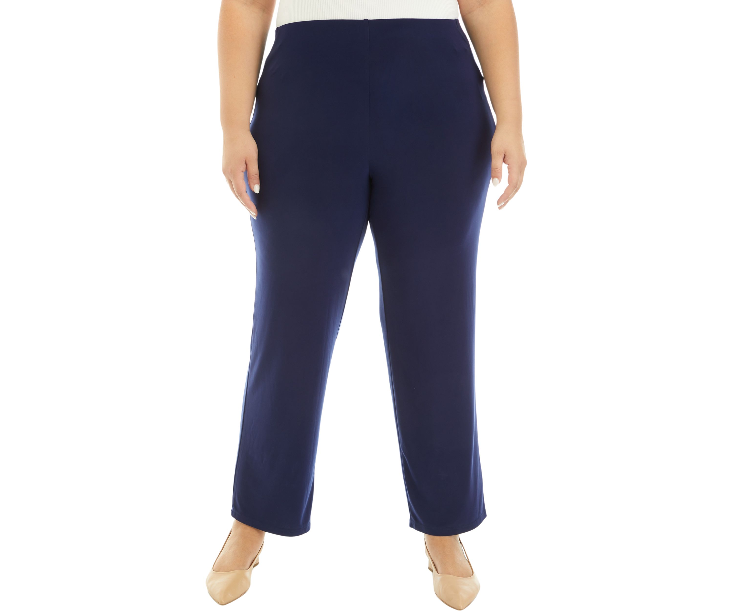 Plus Size Pull On Wide Leg Knit Pants