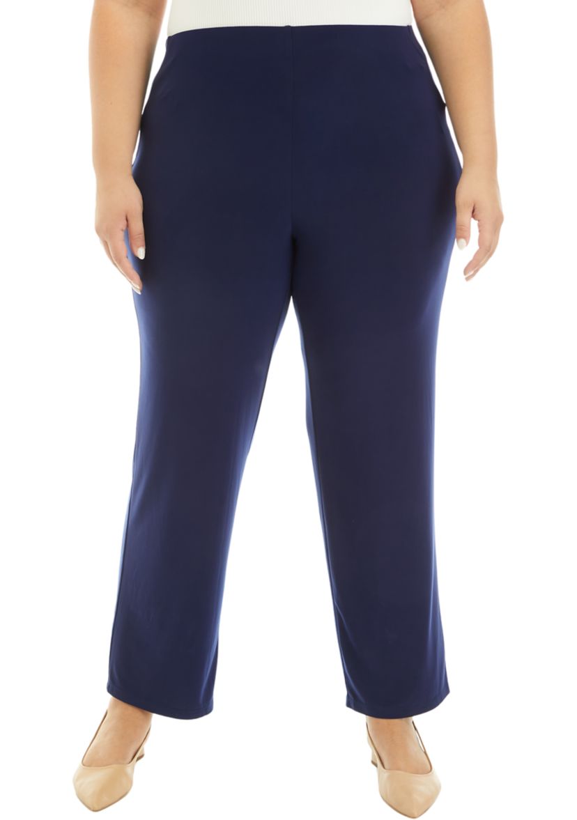 Plus Size Pull On Wide Leg Knit Pants