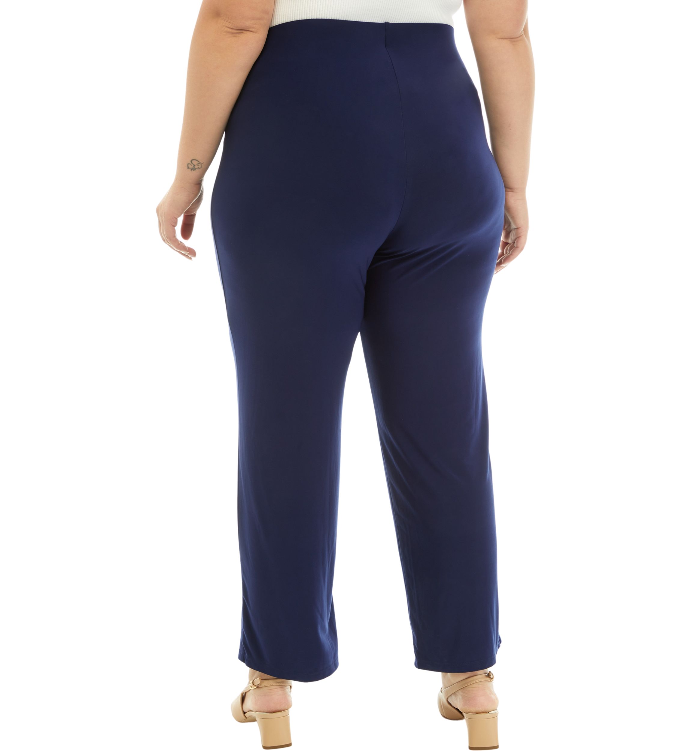 Plus Size Pull On Wide Leg Knit Pants