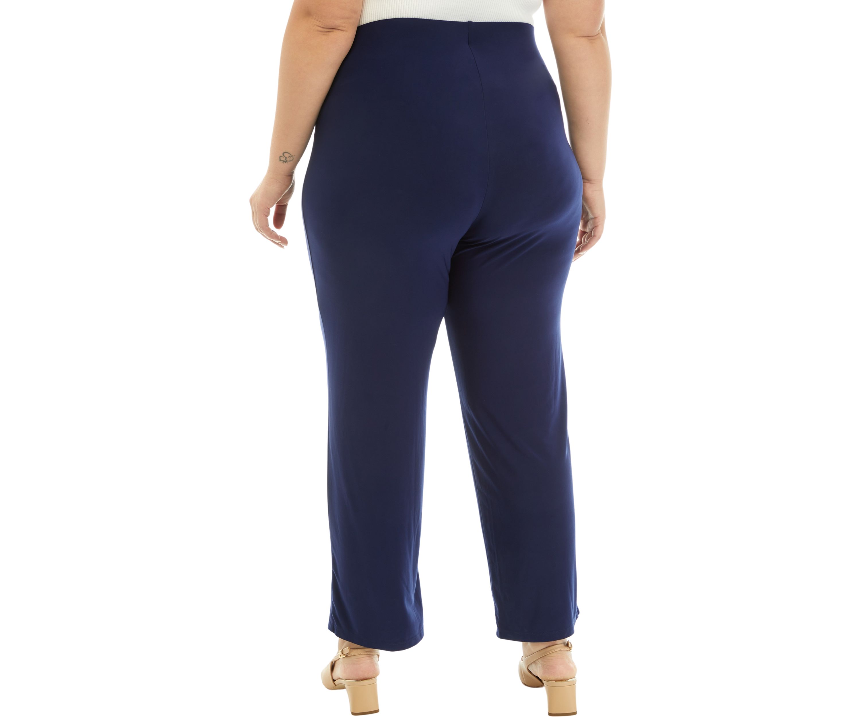 Plus Size Pull On Wide Leg Knit Pants
