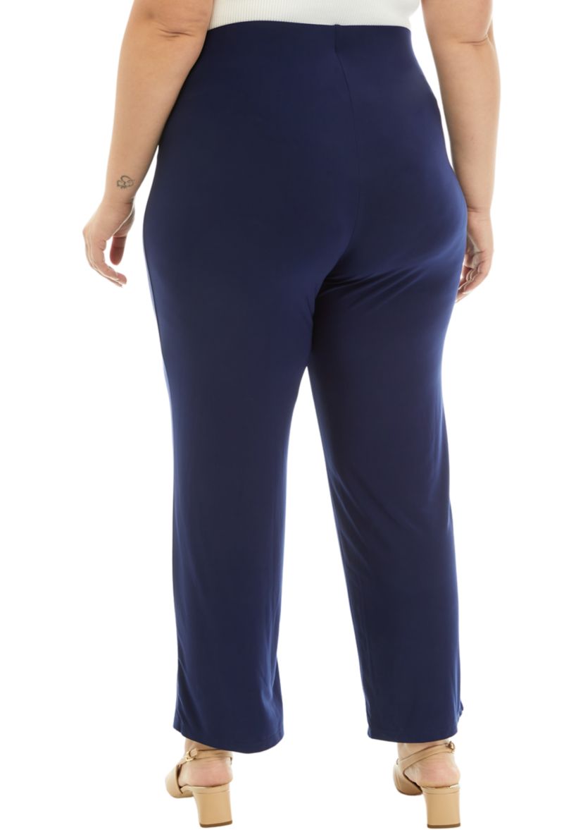 Plus Size Pull On Wide Leg Knit Pants