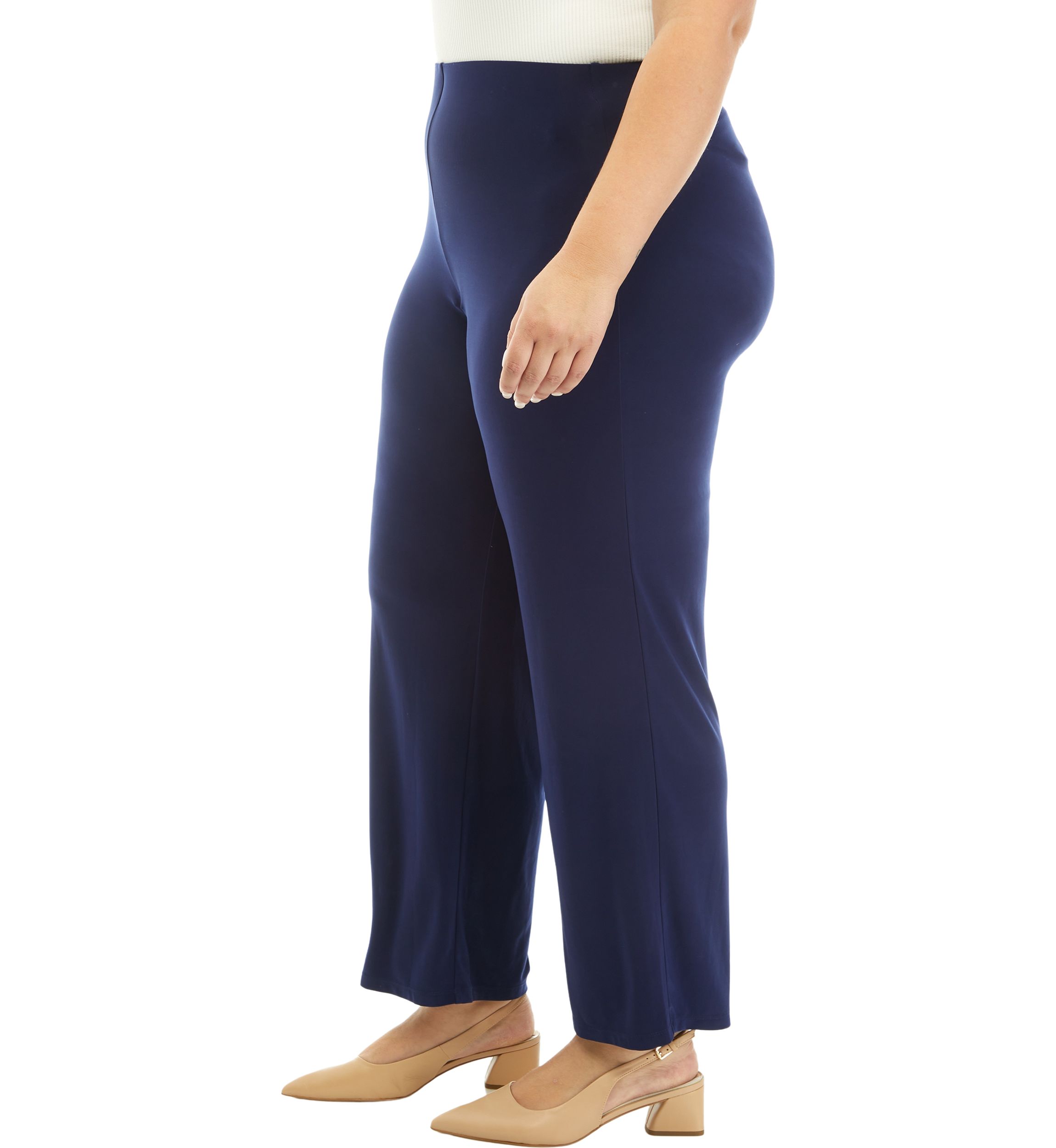 Plus Size Pull On Wide Leg Knit Pants