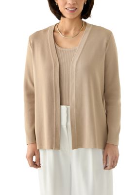 AK Anne Klein Women's Petite Newport Kissing Front Cardigan, PS
