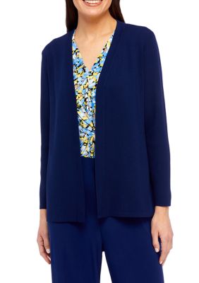 AK Anne Klein Women's Petite Newport Kissing Front Cardigan
