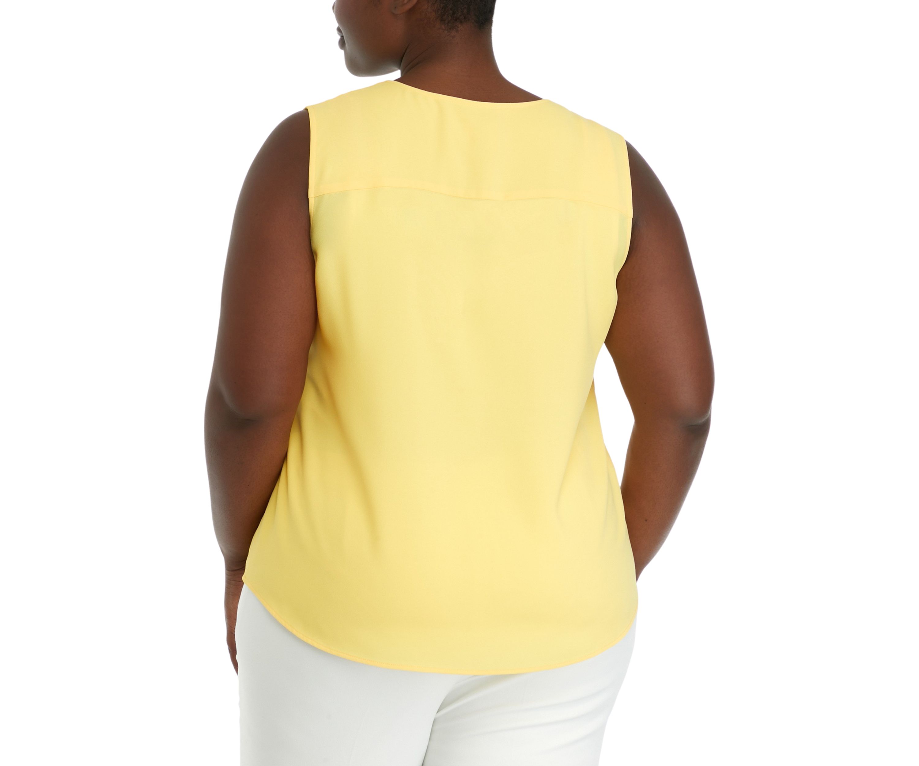 Plus Size Sleeveless V-Neck Half Zip Blouse