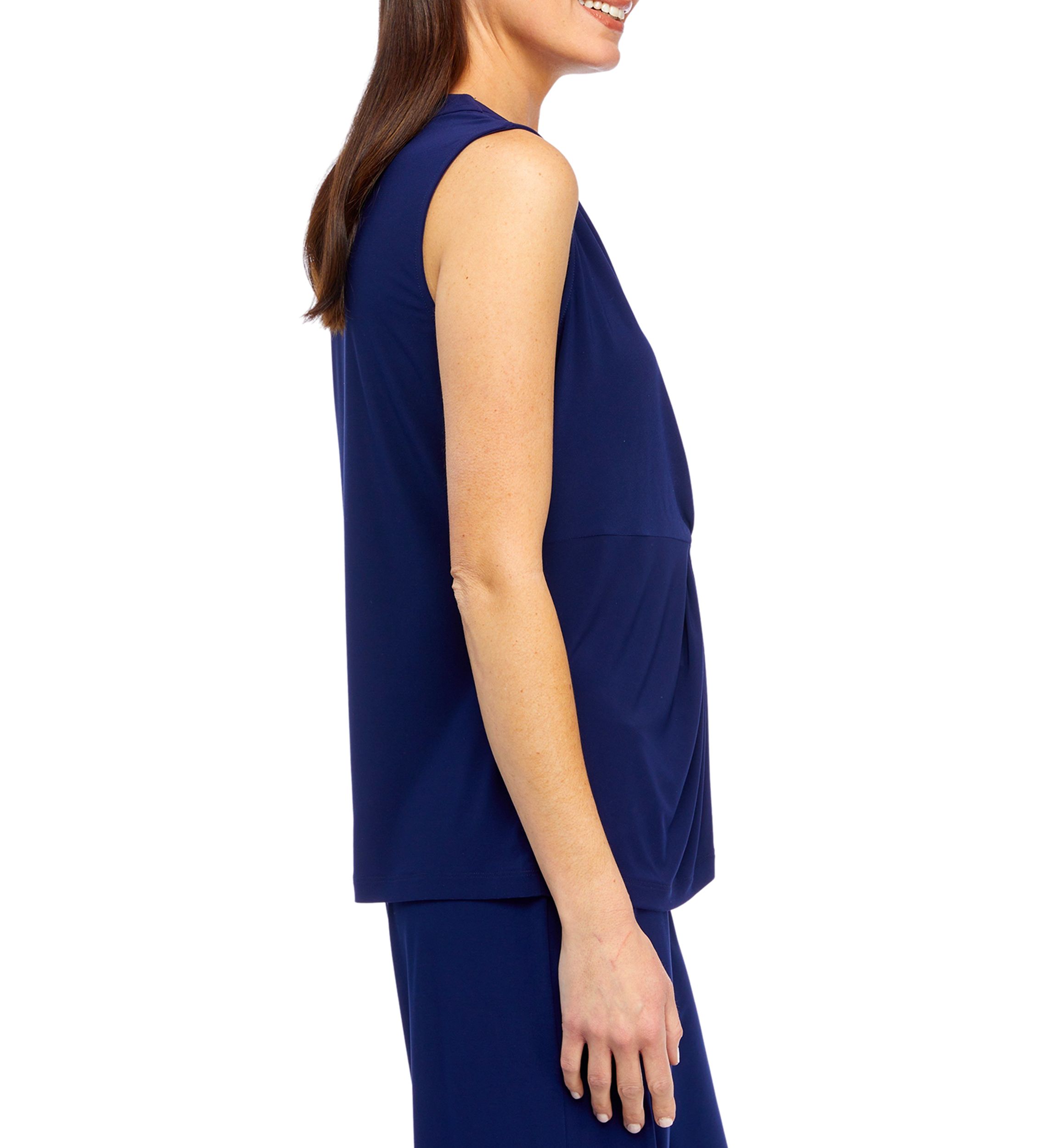 Petite Solid V-Neck Twist Front Tank Top