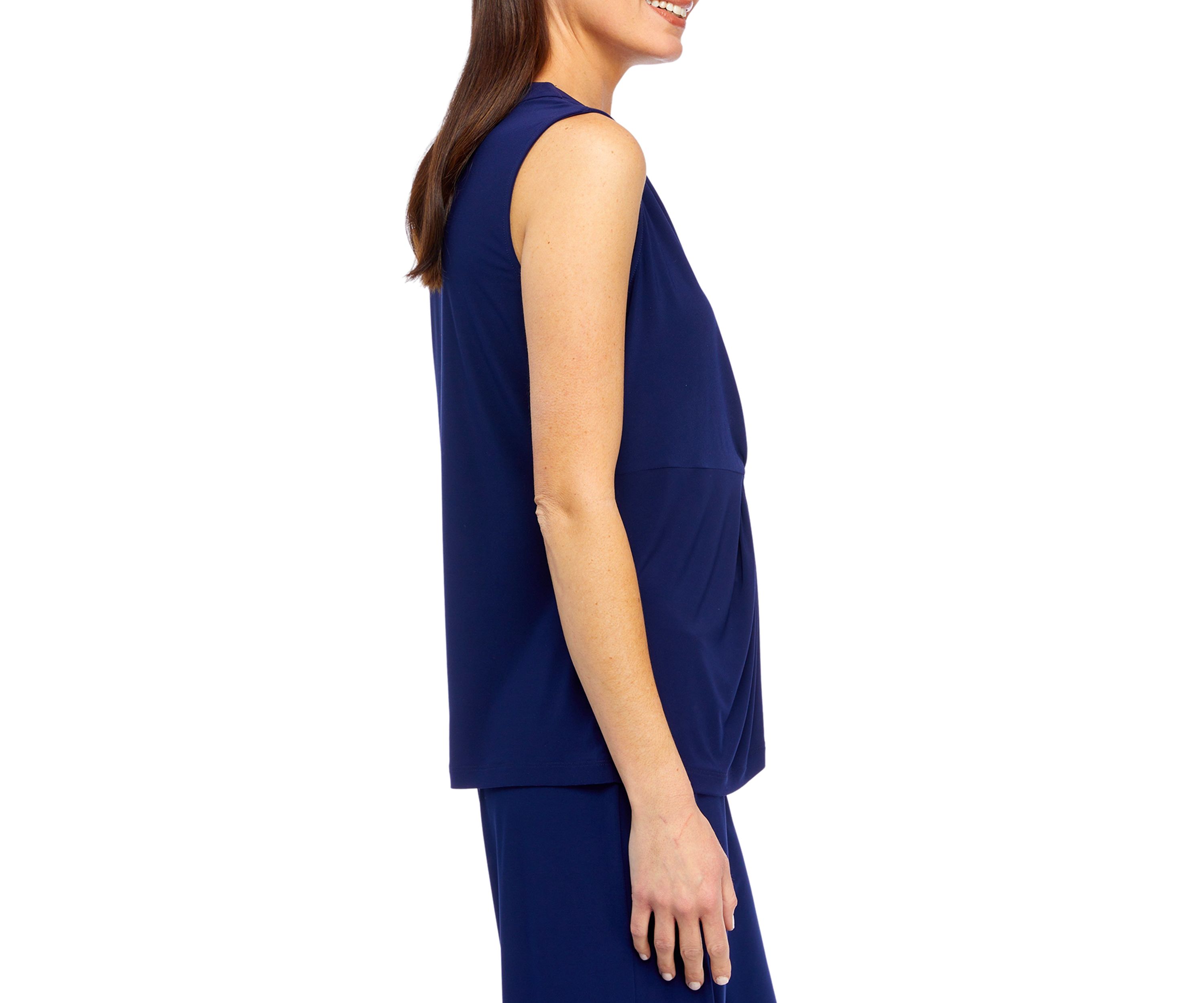 Petite Solid V-Neck Twist Front Tank Top
