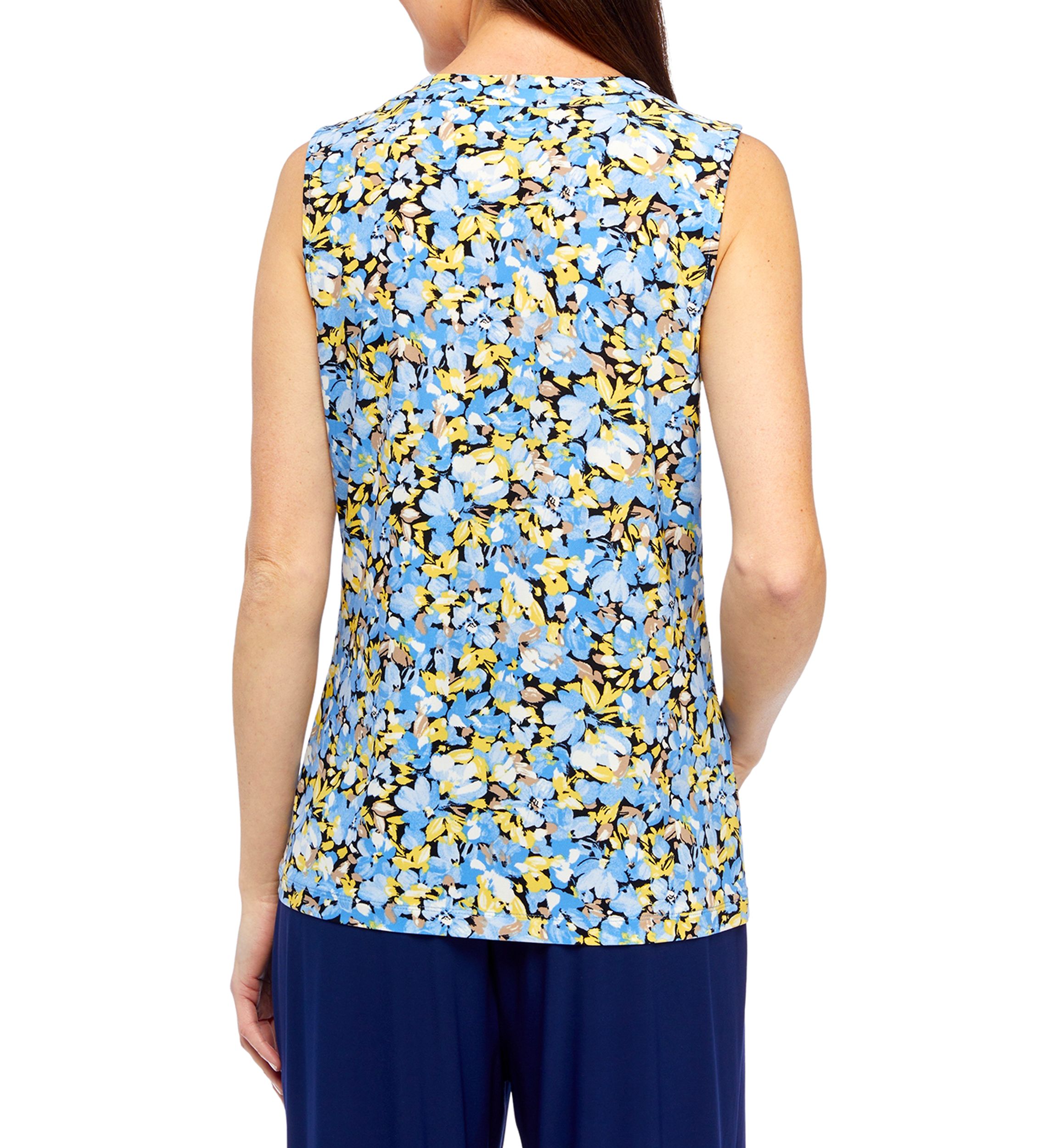 Petite Printed V-Neck Twist Front Tank Top