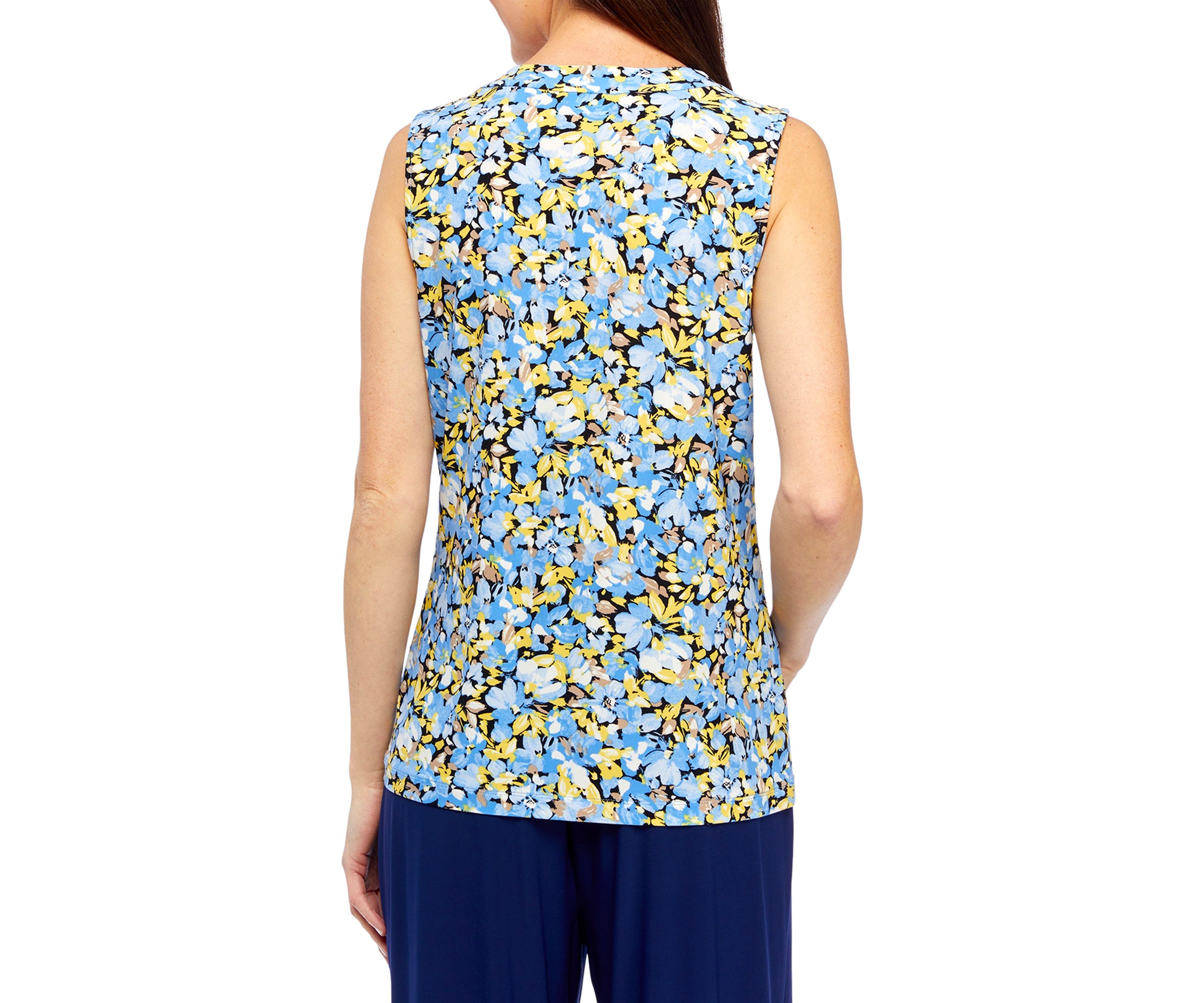 Petite Printed V-Neck Twist Front Tank Top