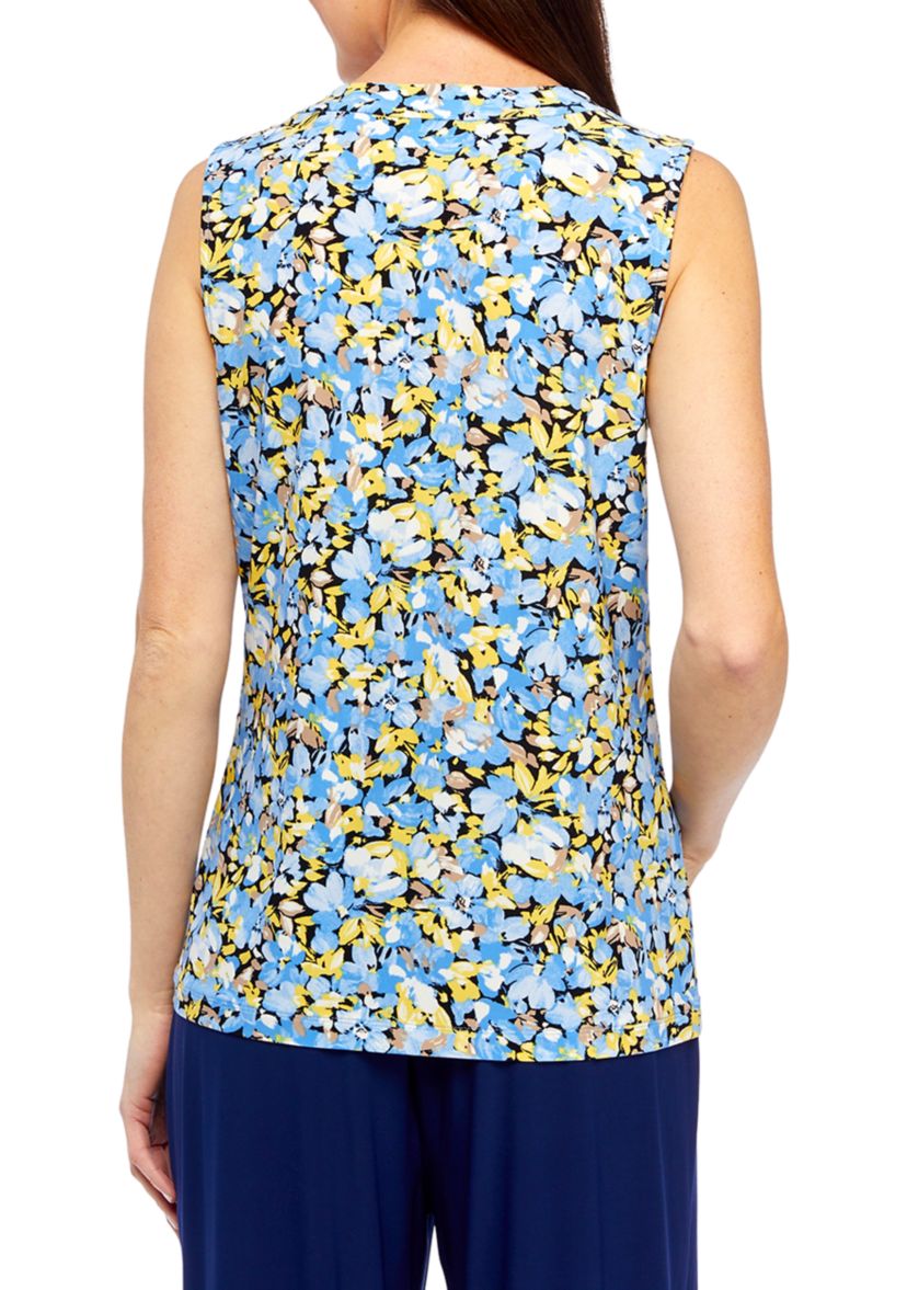 Petite Printed V-Neck Twist Front Tank Top
