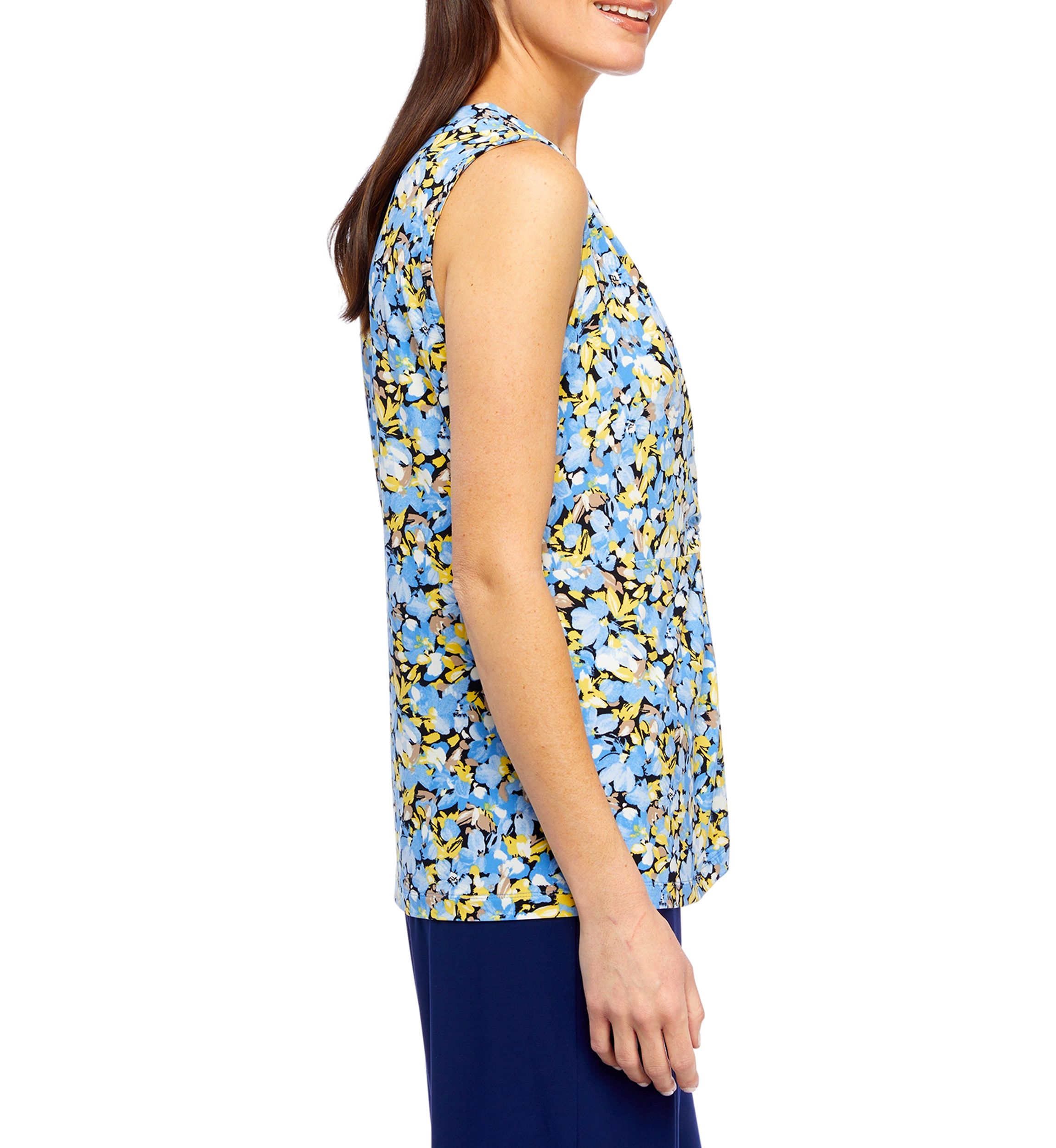 Petite Printed V-Neck Twist Front Tank Top