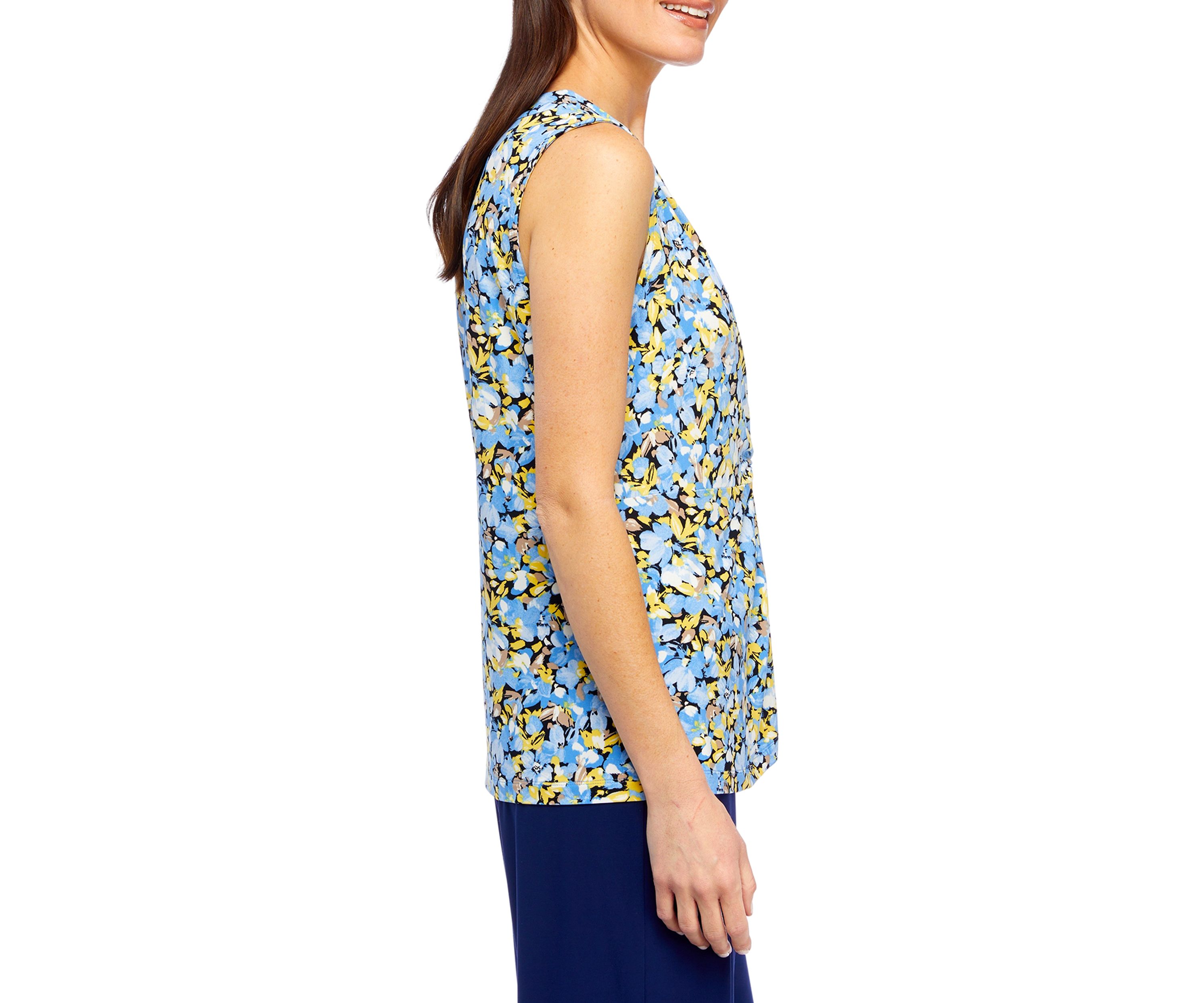 Petite Printed V-Neck Twist Front Tank Top