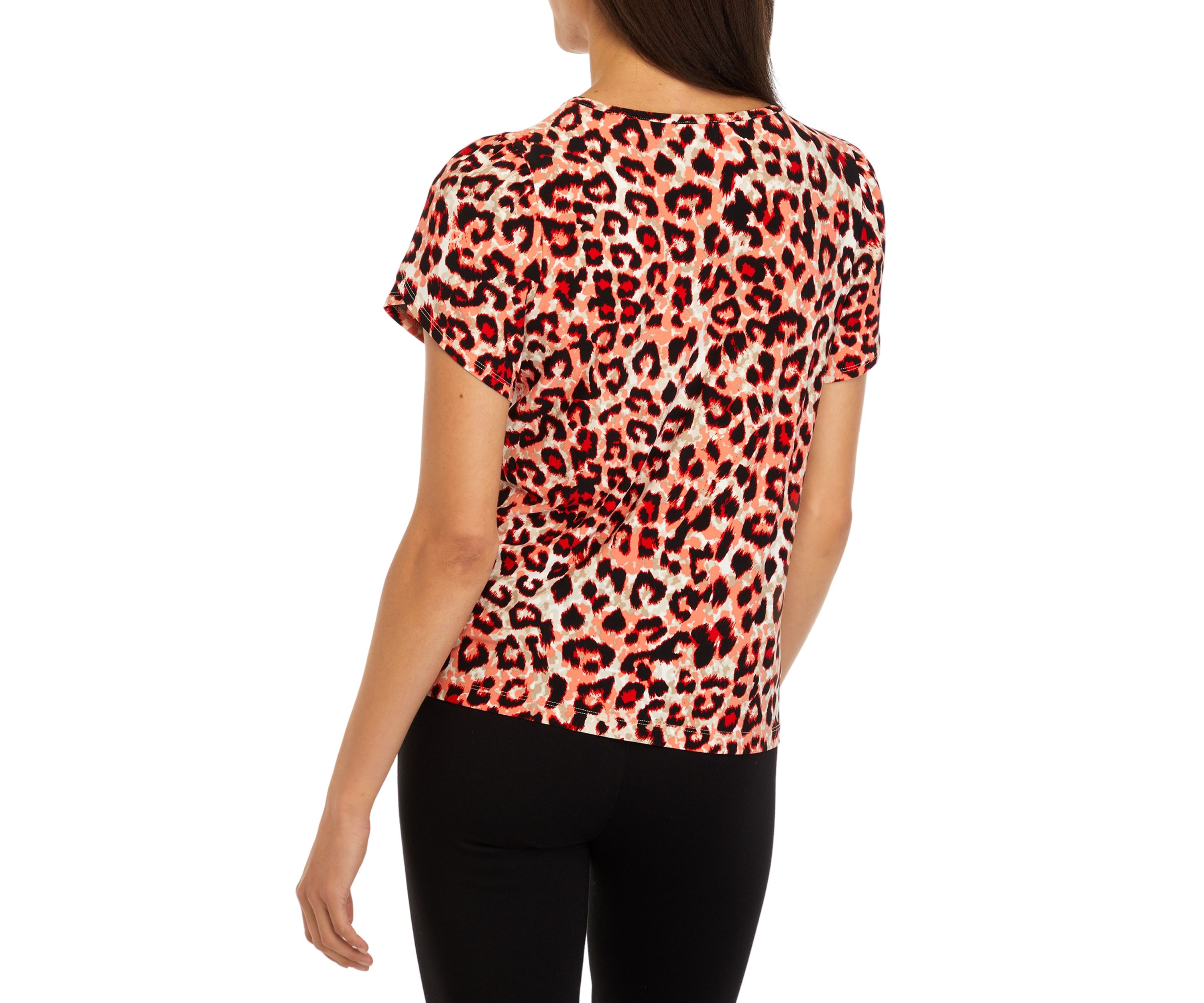 Petite Printed Short Gathered Tulip Sleeve Top