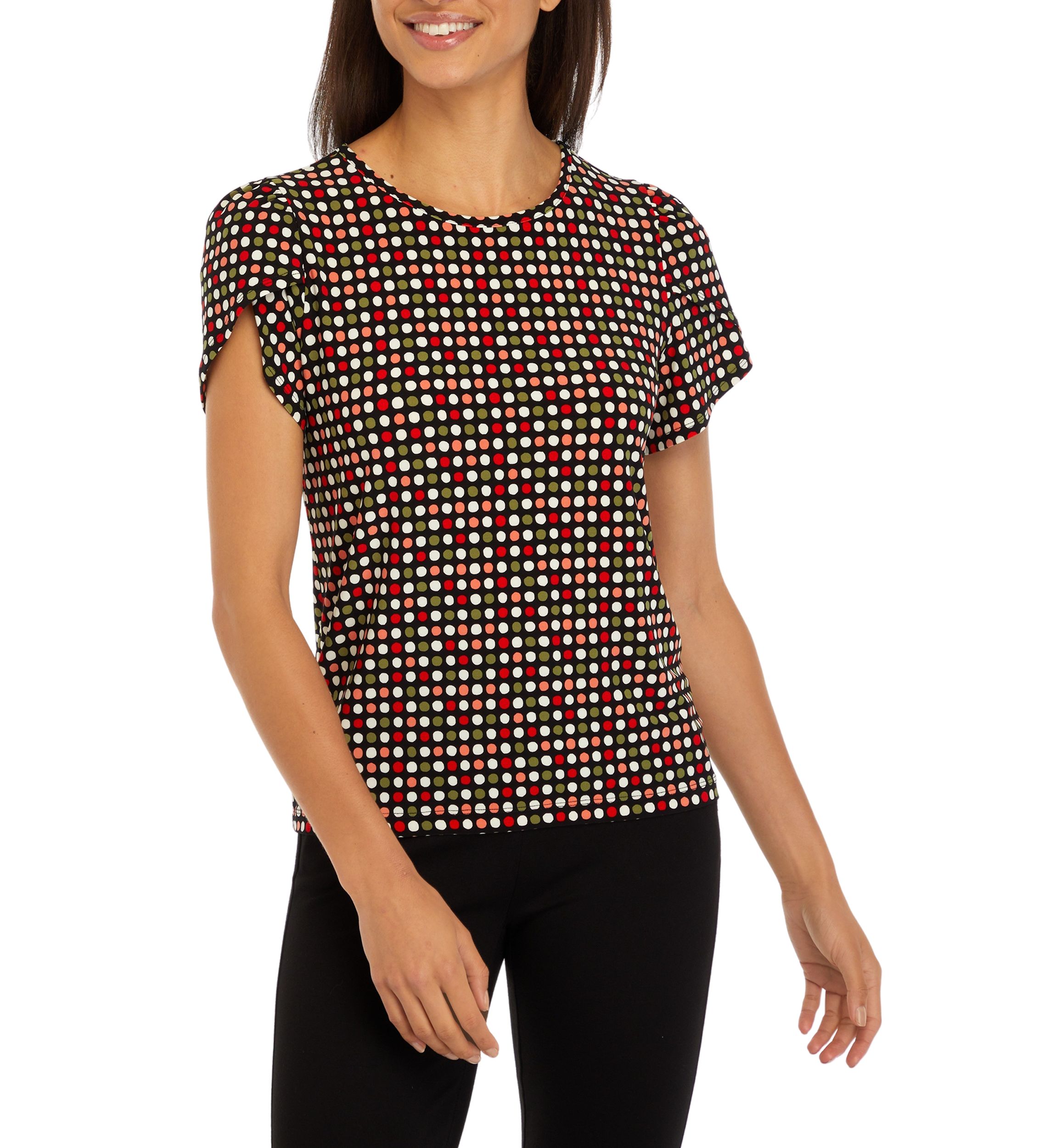 Petite Printed Gathered Tulip Sleeve Top