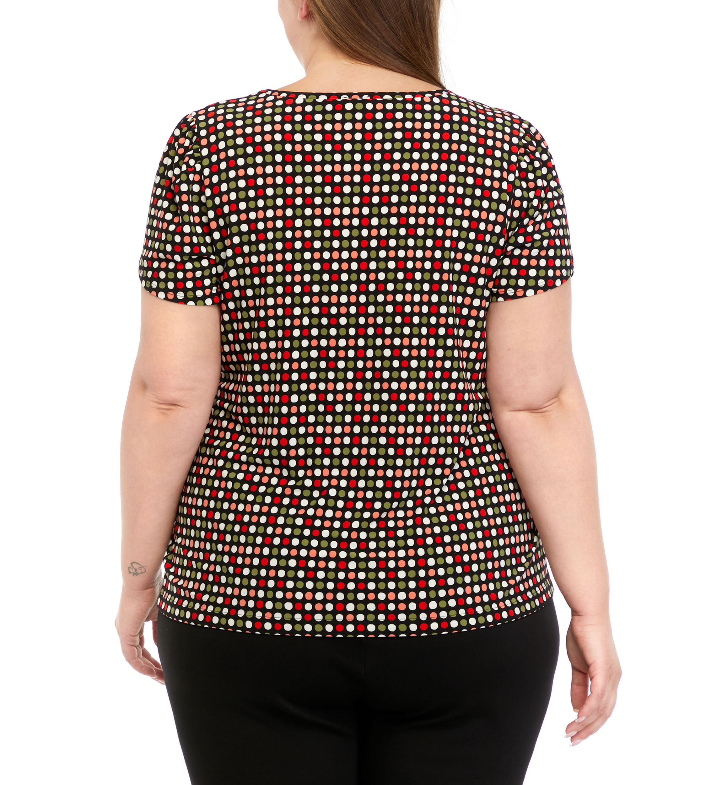 Plus Size Printed Short Gathered Tulip Sleeve Top