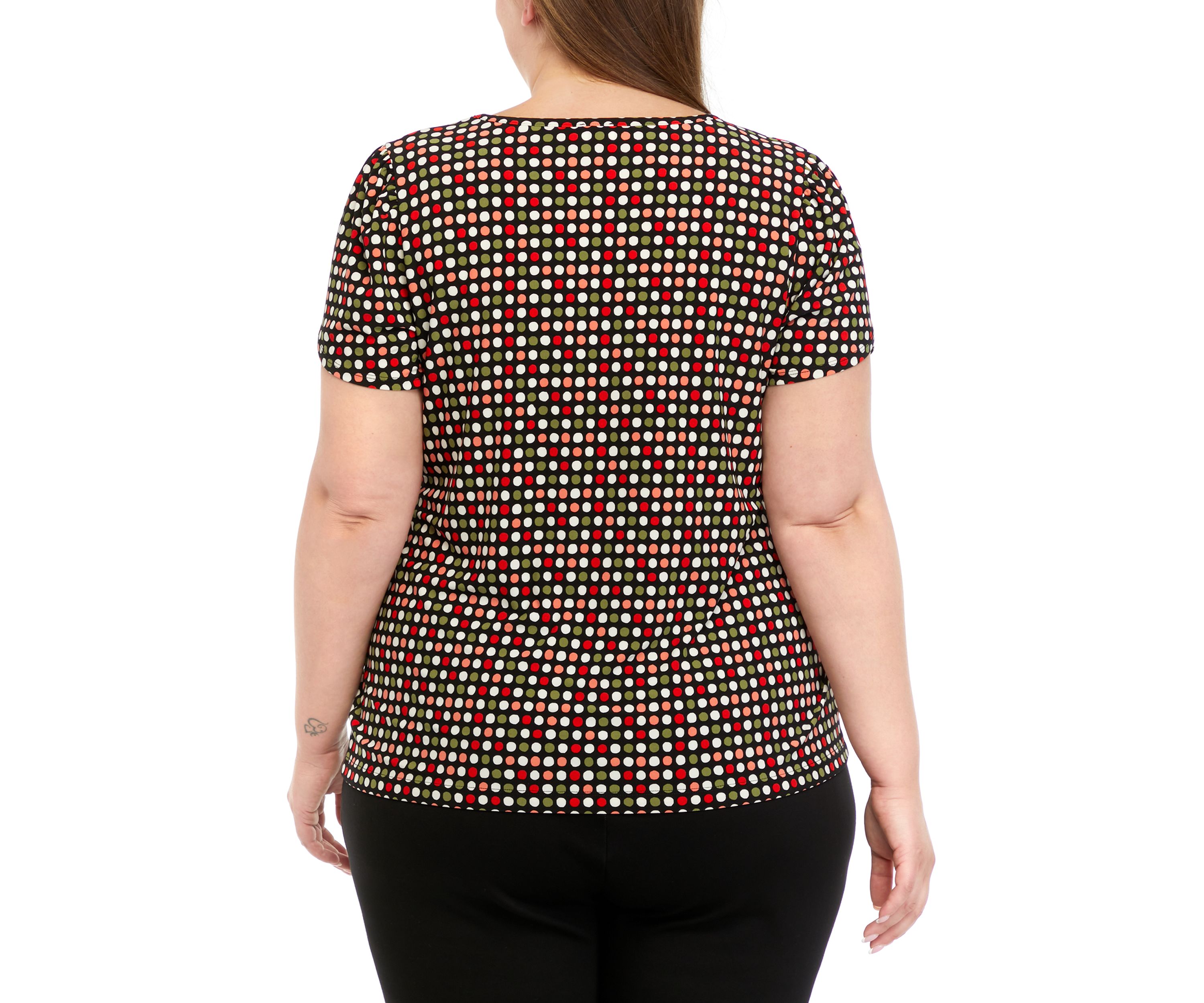 Plus Size Printed Short Gathered Tulip Sleeve Top