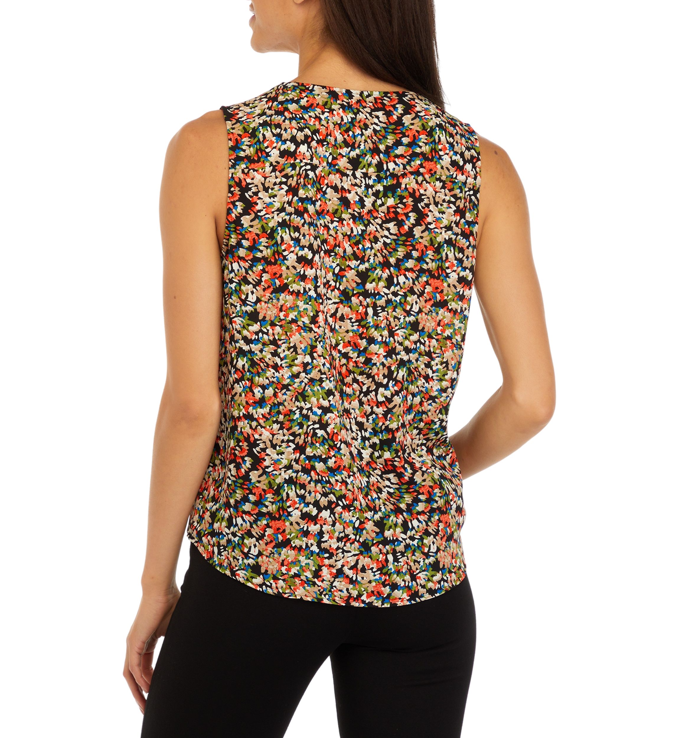 Petite Sleeveless V-Neck Half Zip Blouse