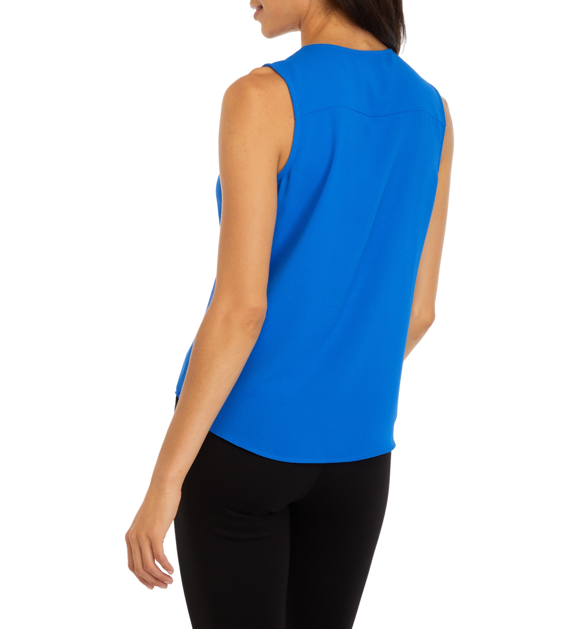 Petite Sleeveless V-Neck Half Zip Blouse