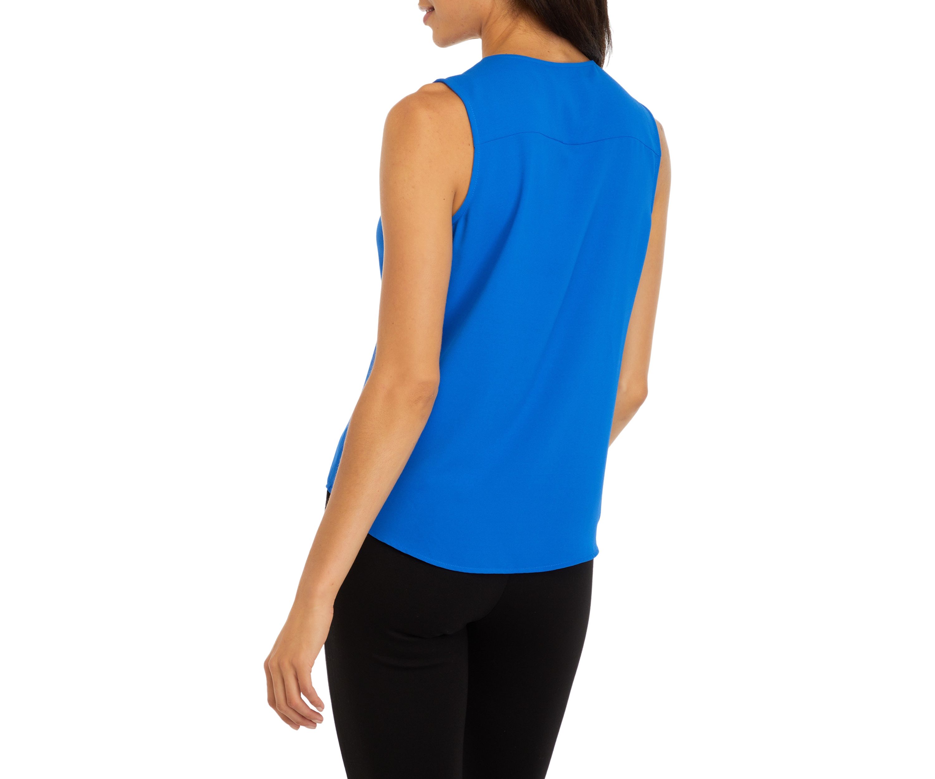 Petite Sleeveless V-Neck Half Zip Blouse