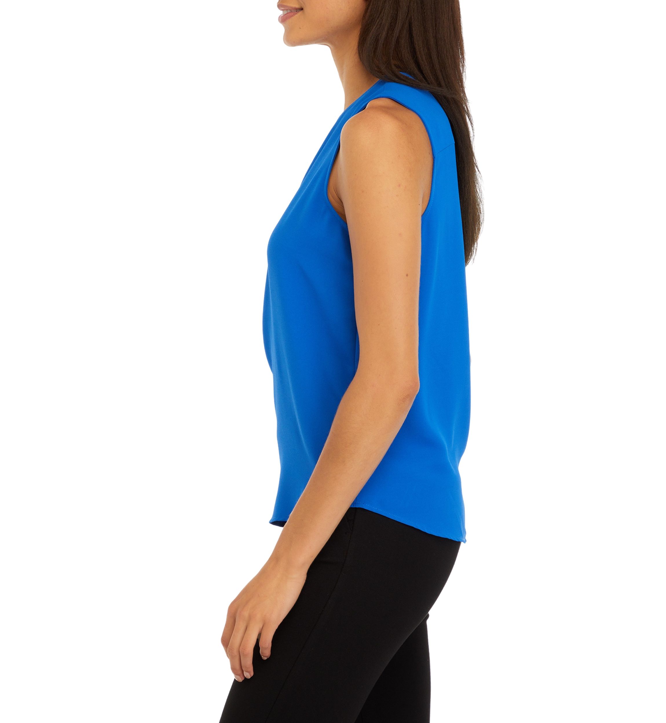 Petite Sleeveless V-Neck Half Zip Blouse
