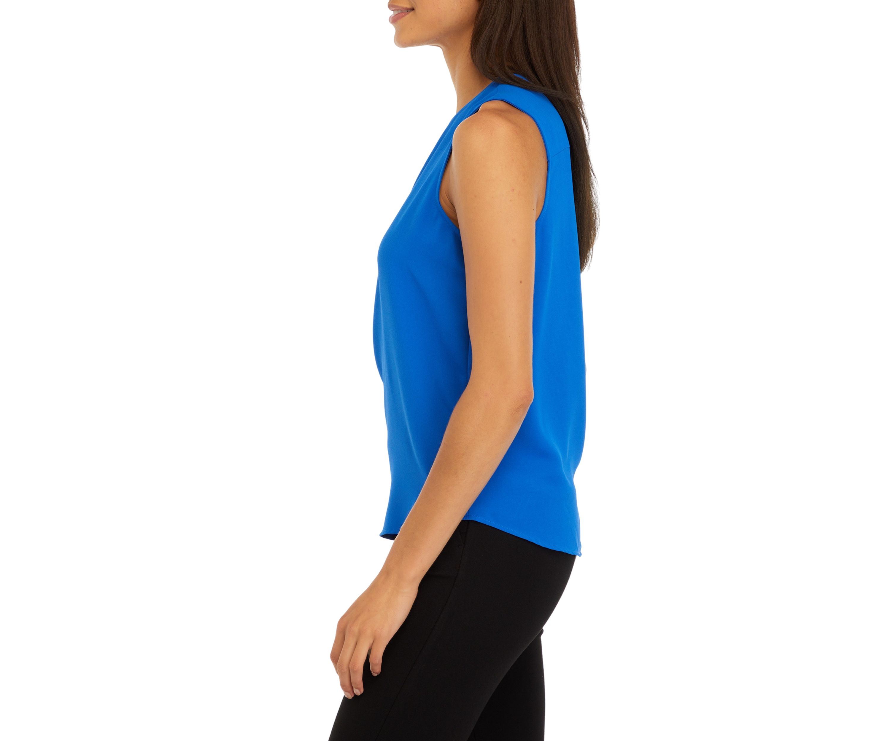 Petite Sleeveless V-Neck Half Zip Blouse