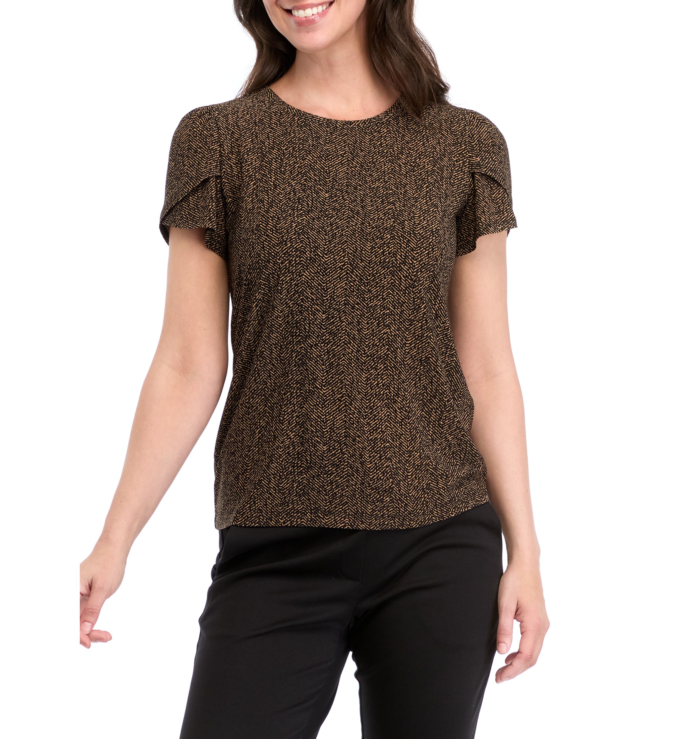 Petite Printed Tulip Sleeve Top