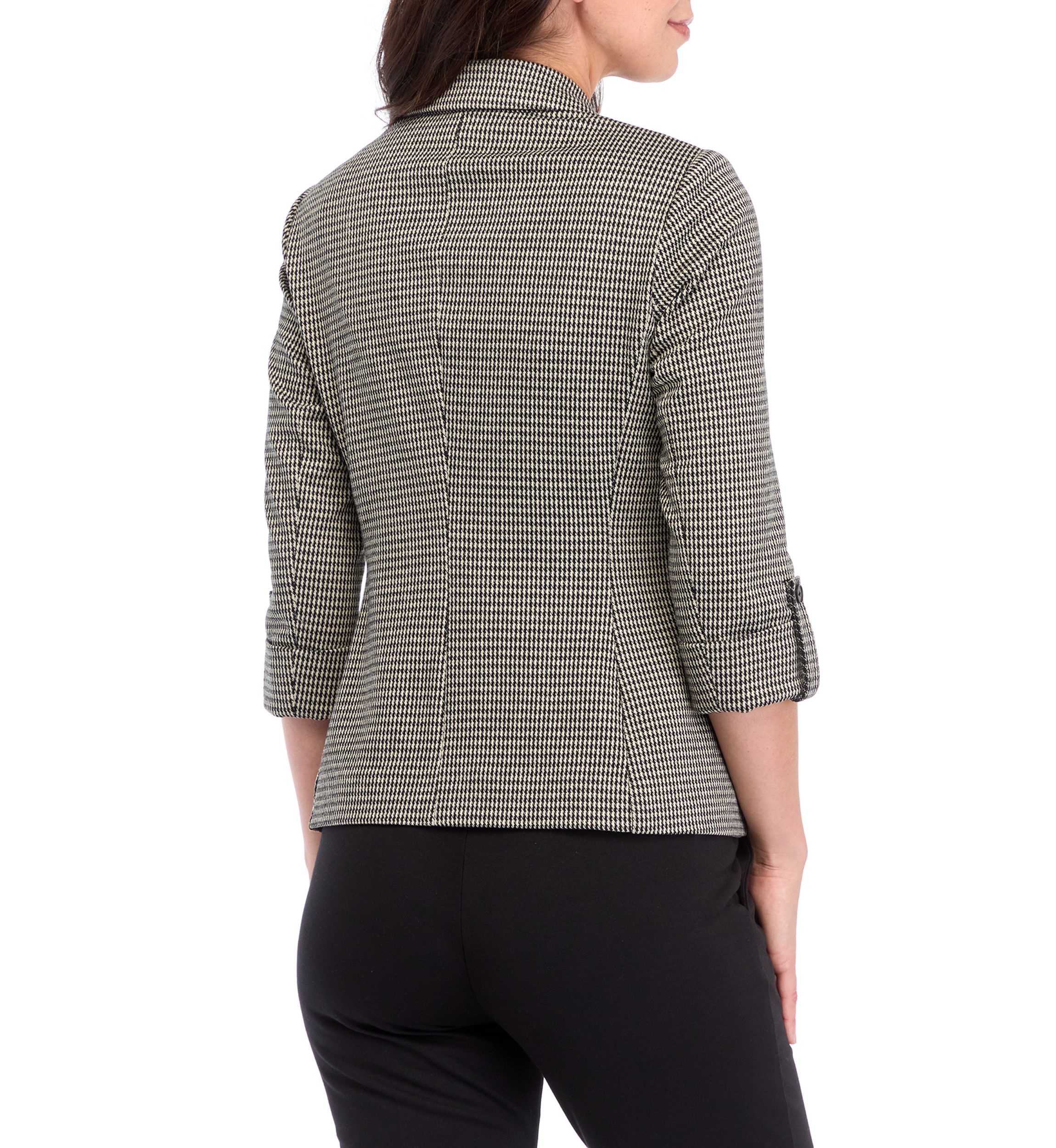 Petite Yarn Dye Knit One Button Notch Collar Jacket 