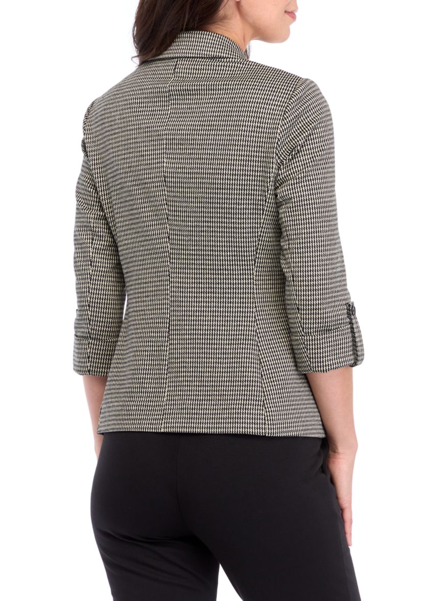 Petite Yarn Dye Knit One Button Notch Collar Jacket 