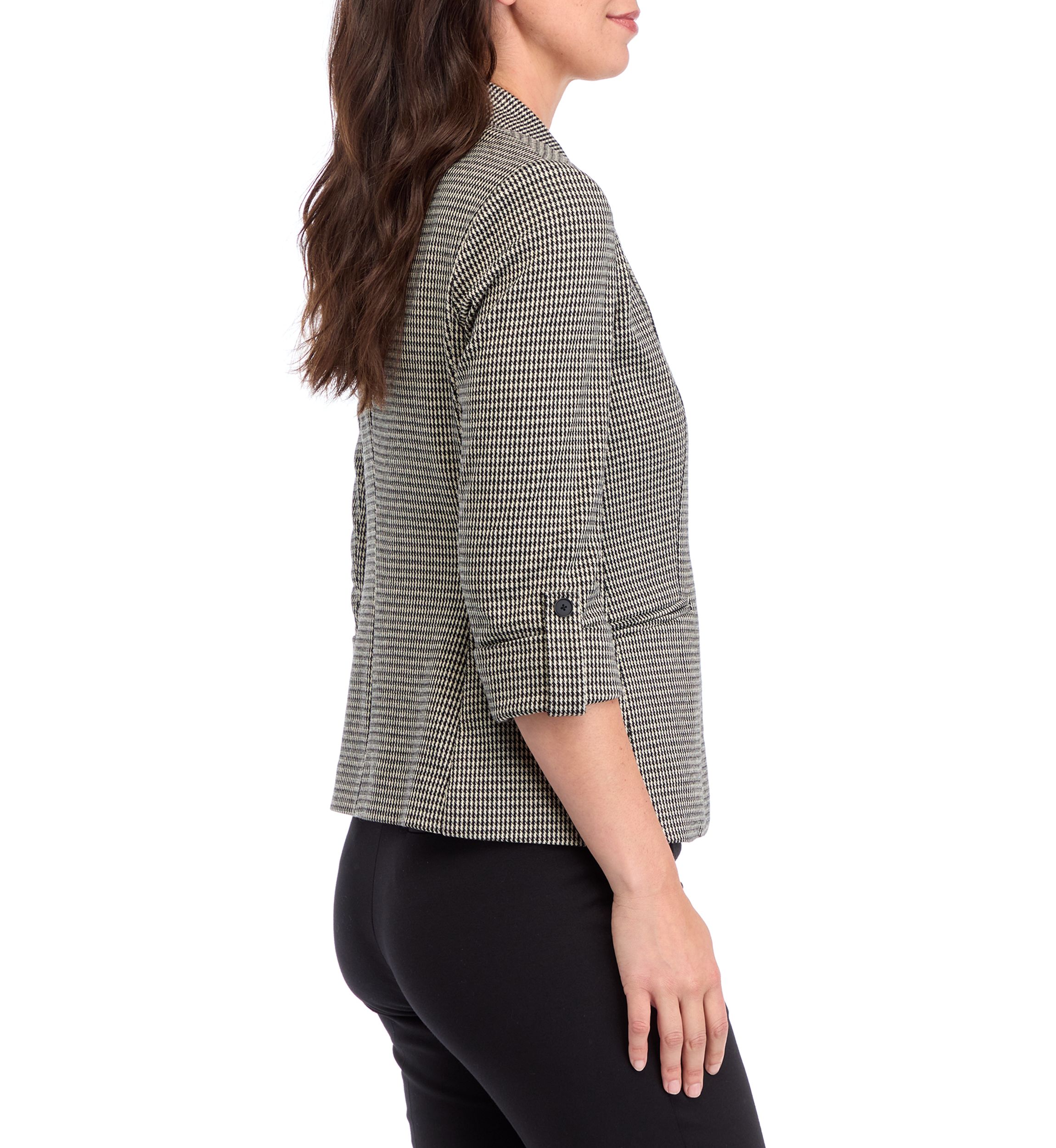 Petite Yarn Dye Knit One Button Notch Collar Jacket 