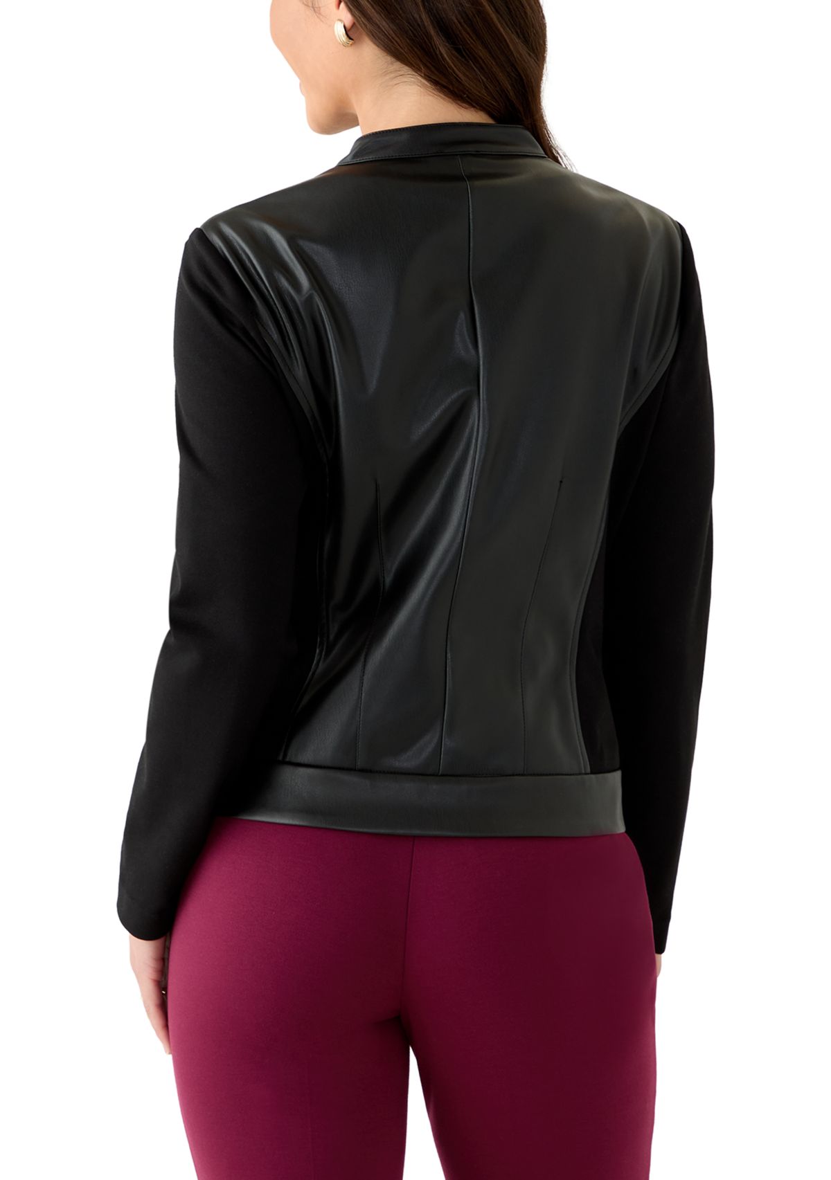 Petite Quilted Faux-Leather Jacket