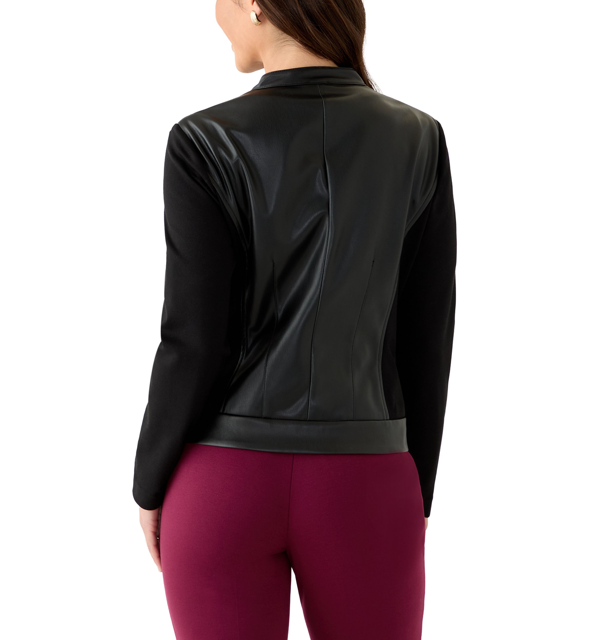Petite Quilted Faux-Leather Jacket