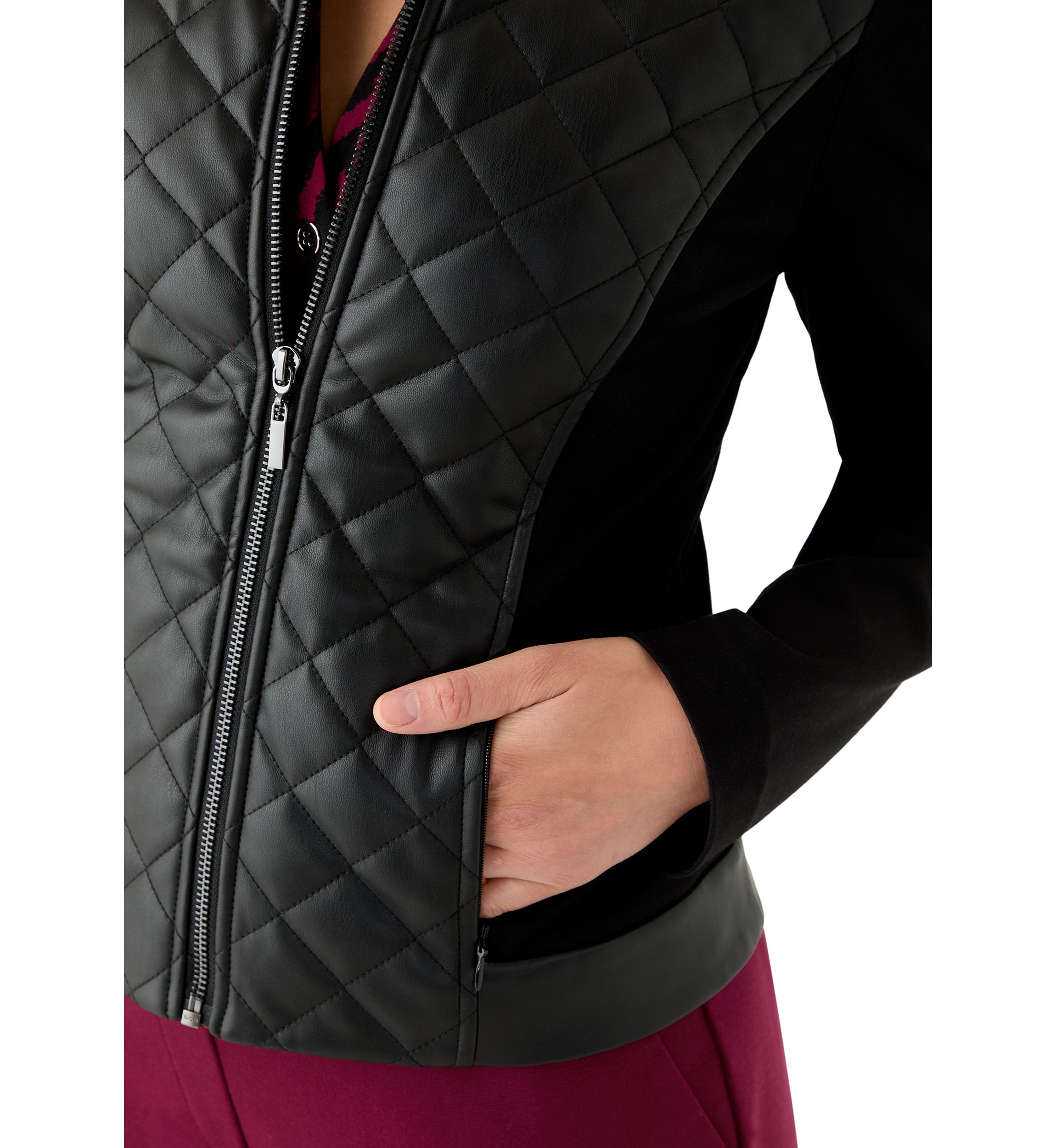 Petite Quilted Faux-Leather Jacket