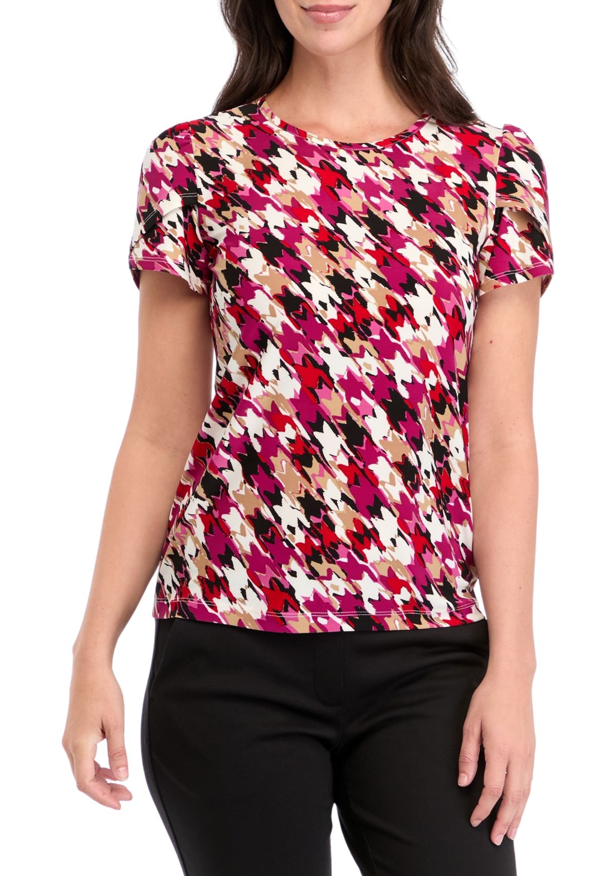 Womens Tulip Sleeve Printed Top 