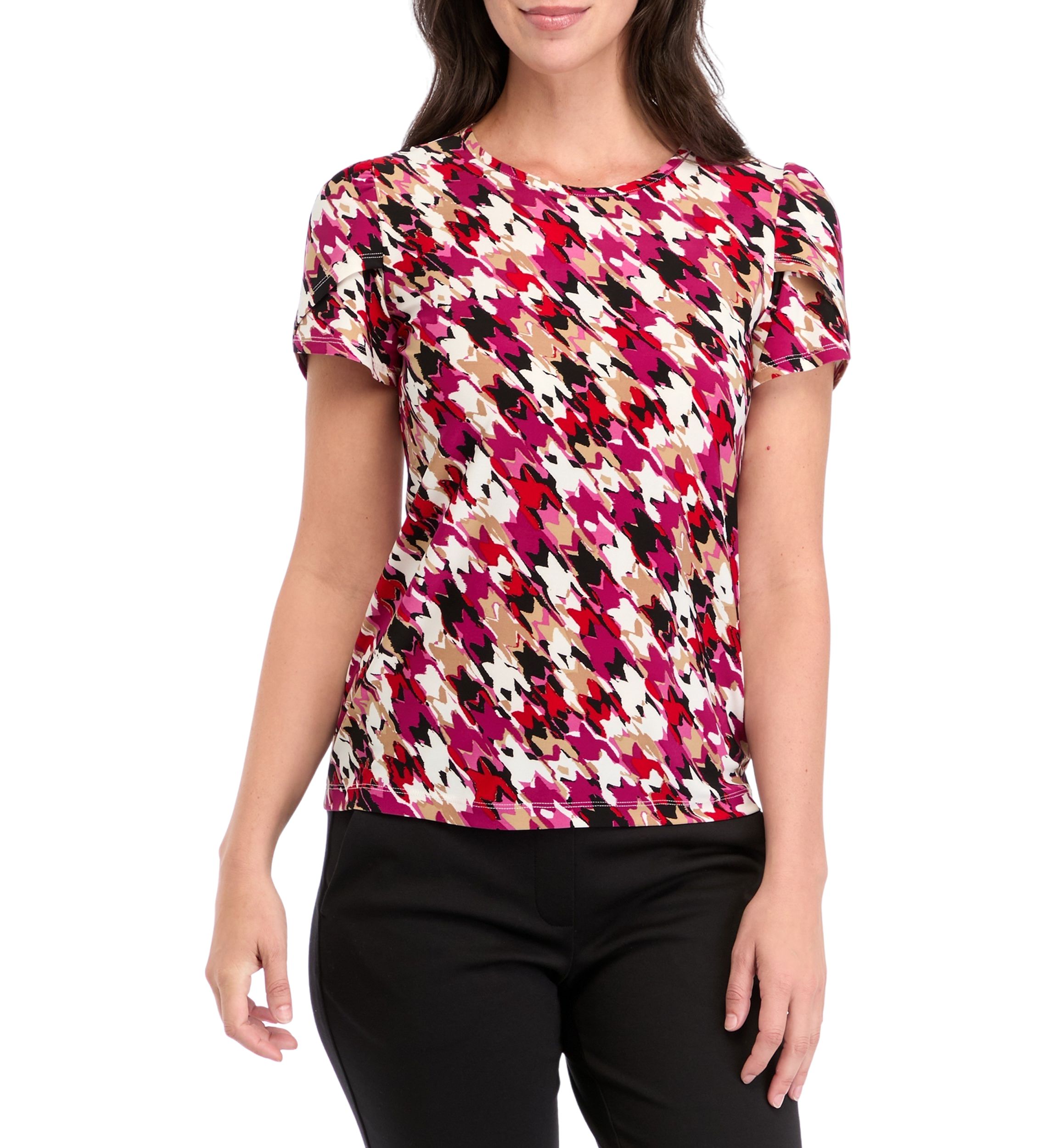 Womens Tulip Sleeve Printed Top 