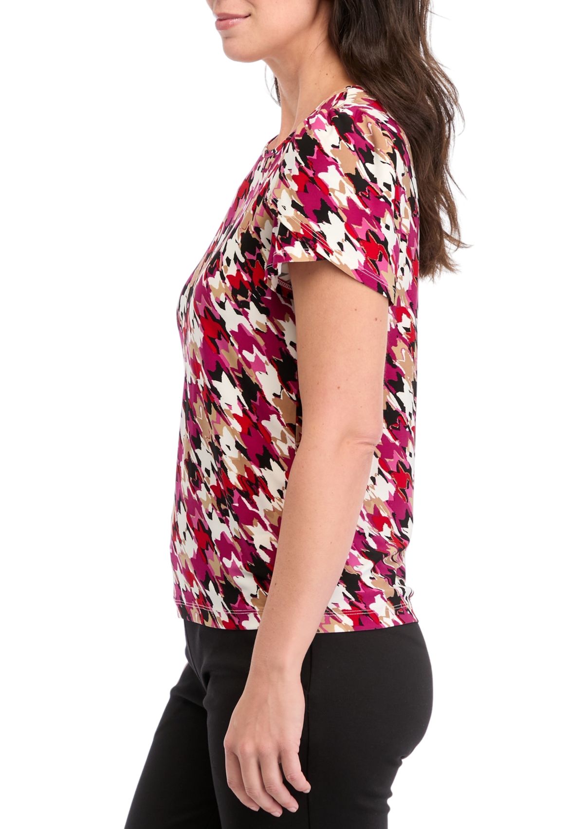 Womens Tulip Sleeve Printed Top 