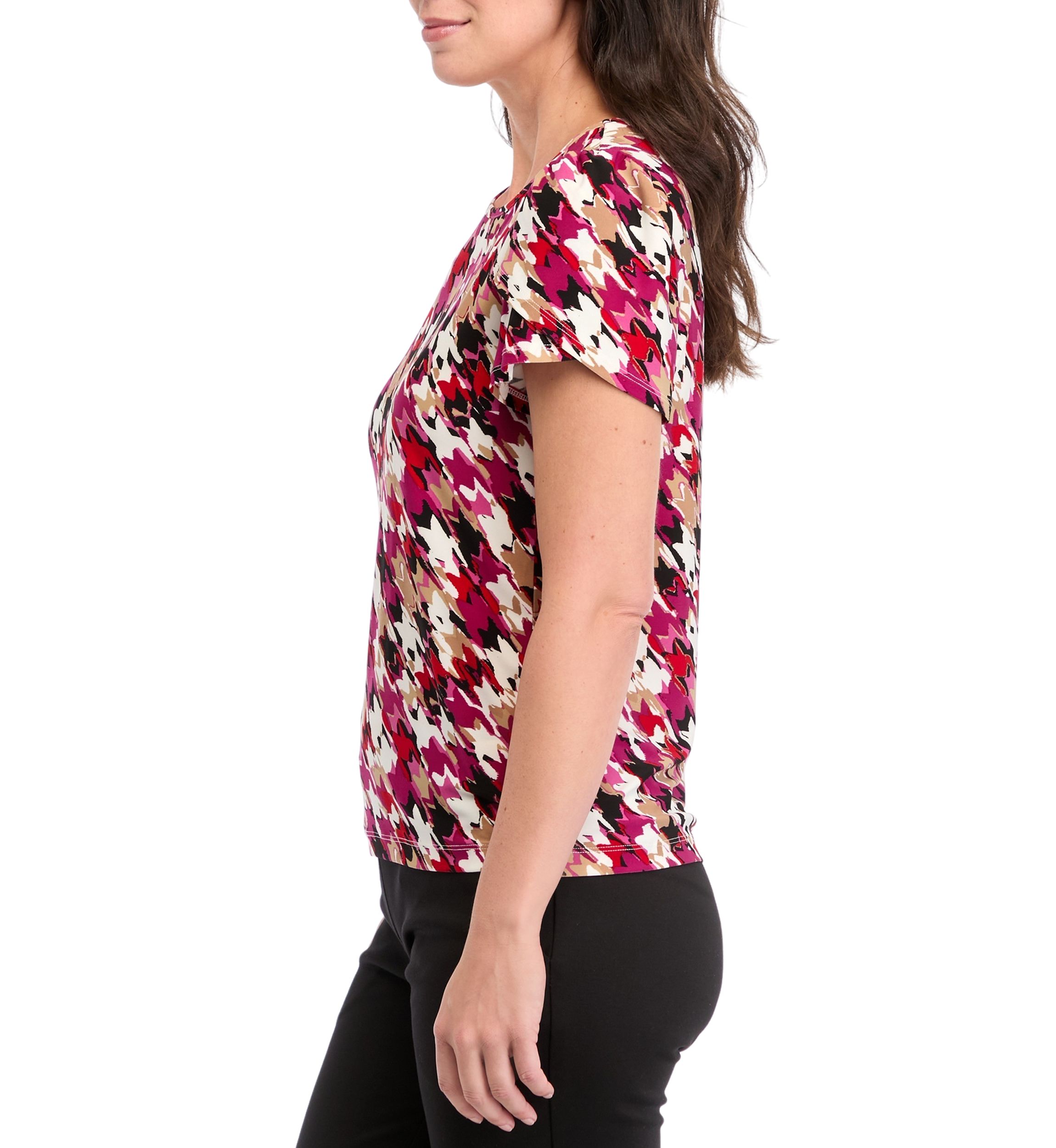 Womens Tulip Sleeve Printed Top 