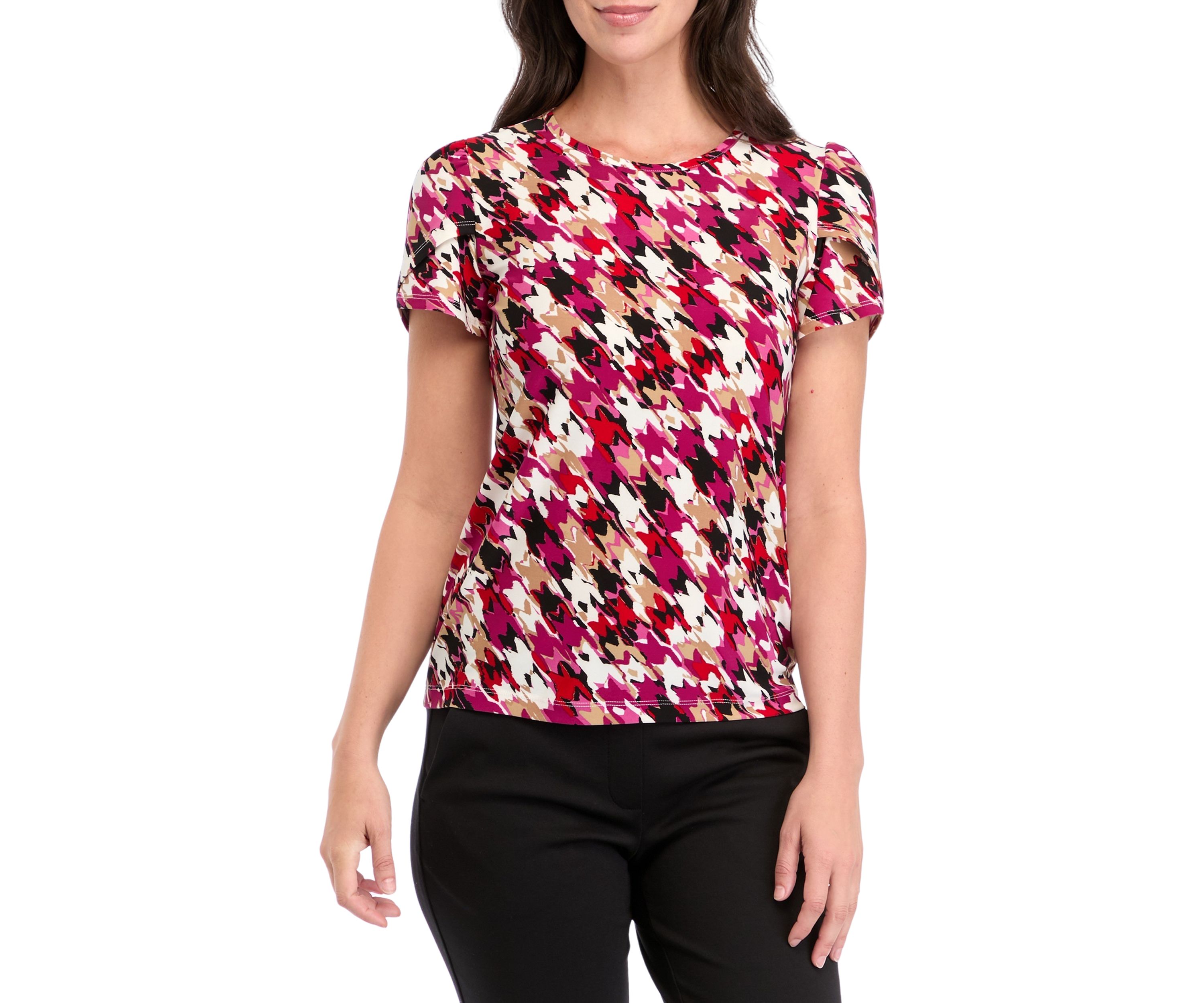 Petite Printed Short Tulip Sleeve Top
