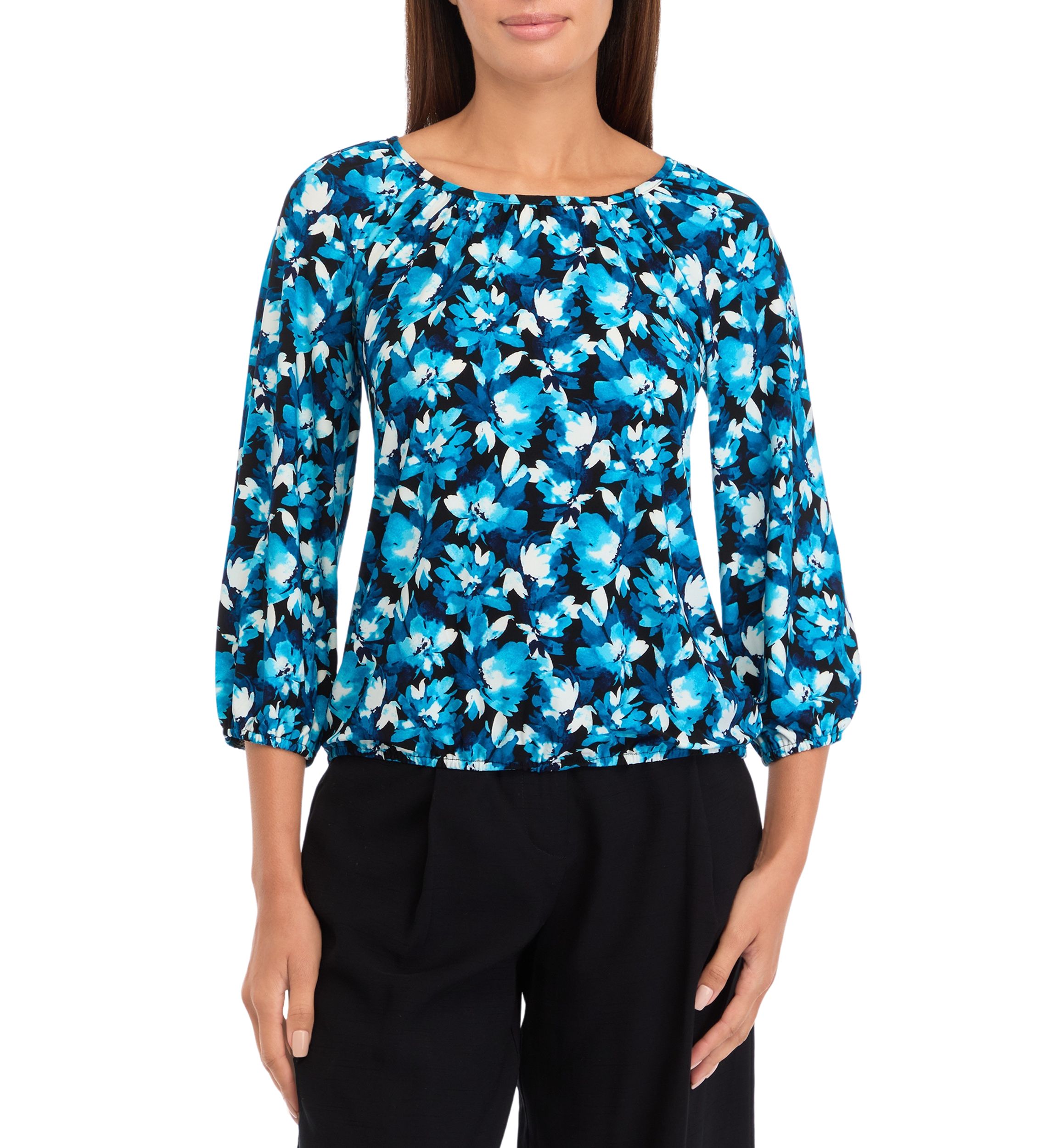 Womens Printed Peasant Top 