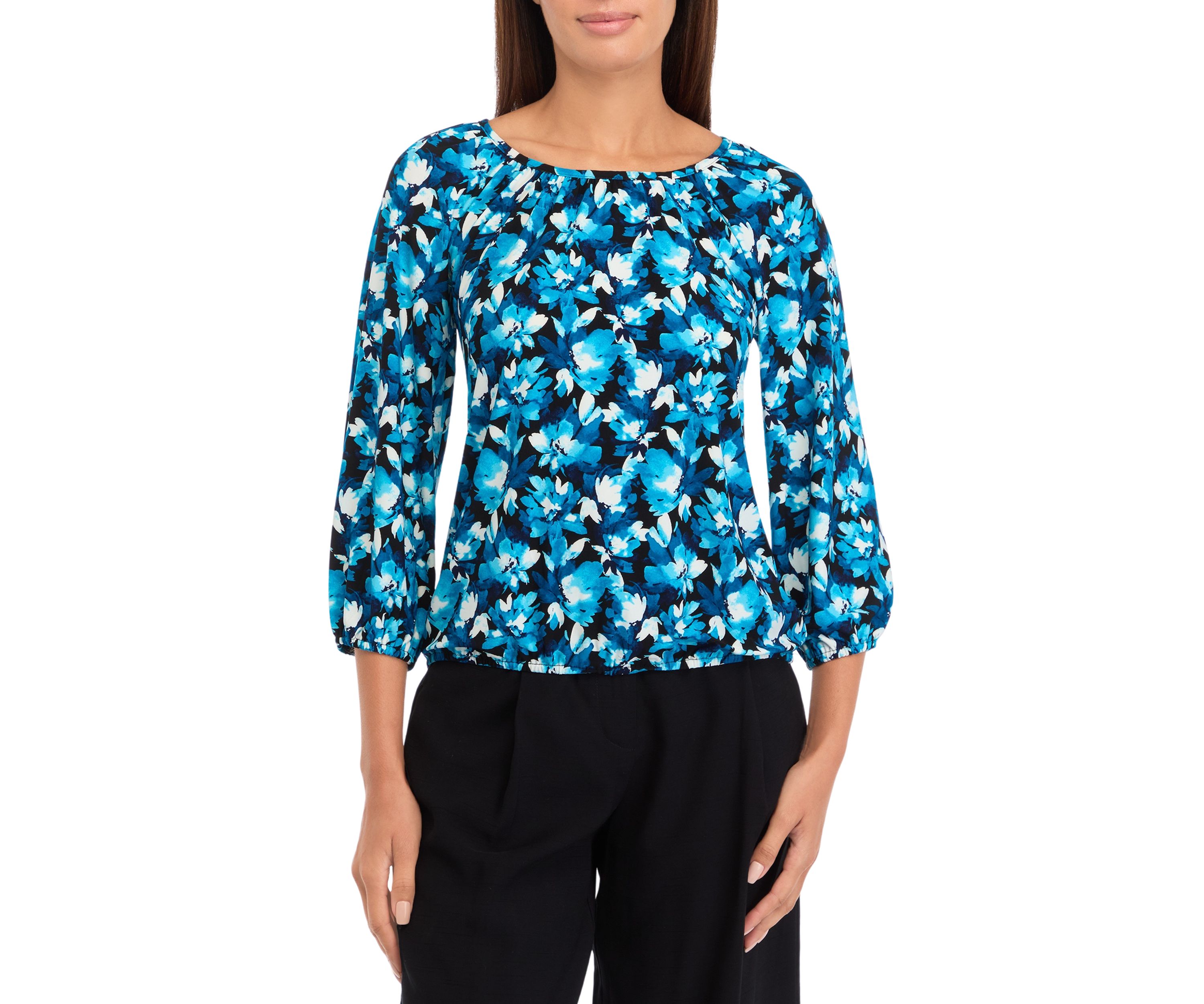 Womens Printed Peasant Top 