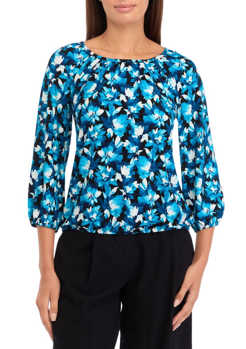 Womens Printed Peasant Top 