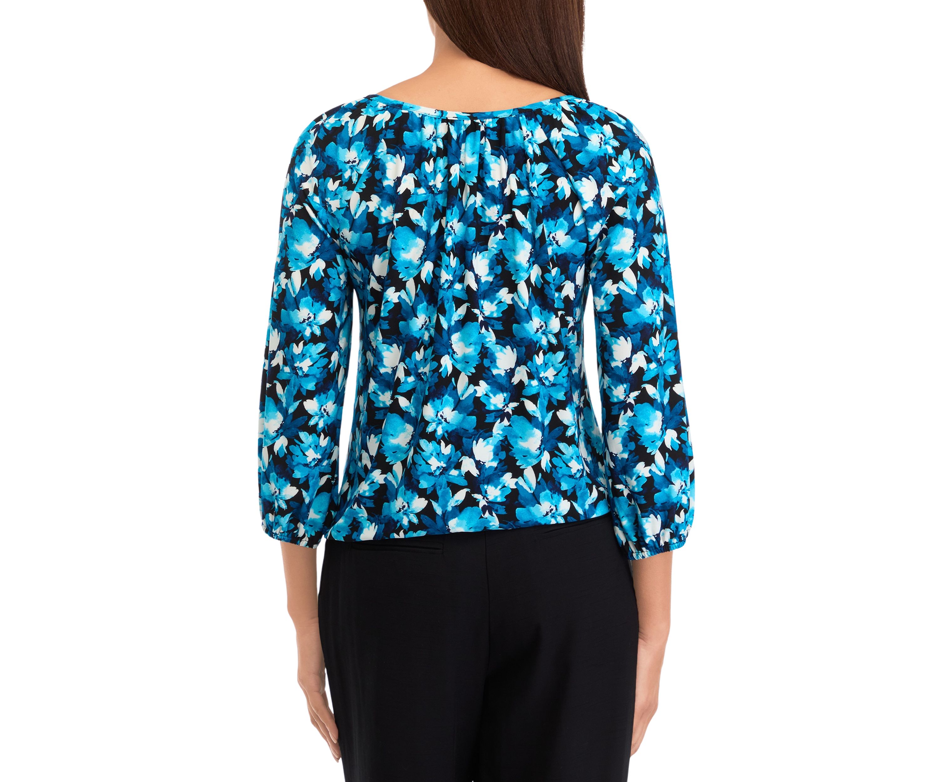 Womens Printed Peasant Top 