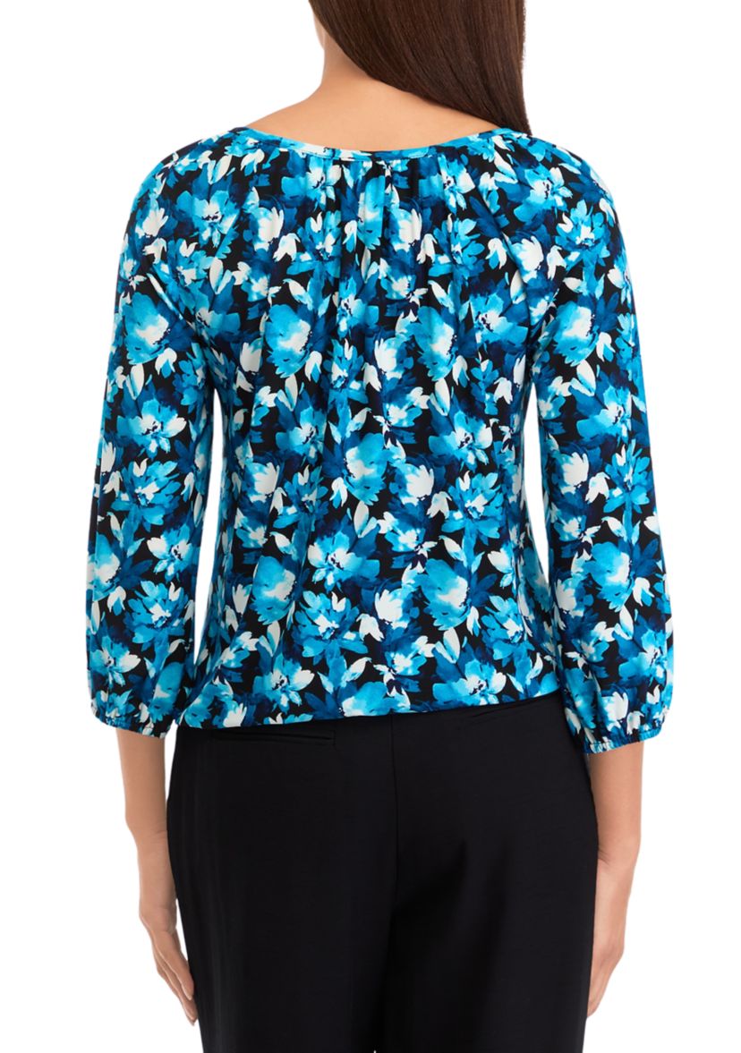 Womens Printed Peasant Top 