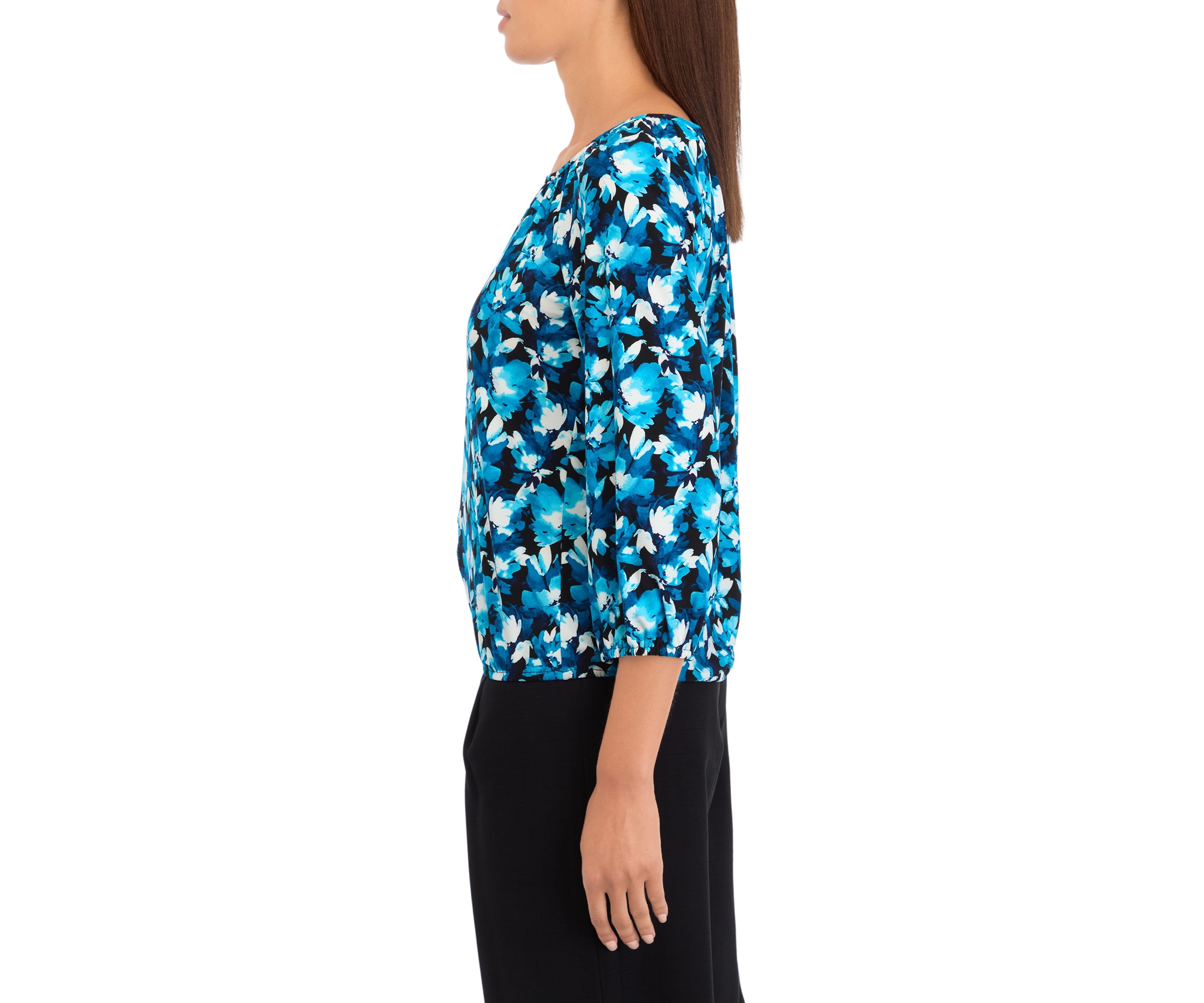 Womens Printed Peasant Top 