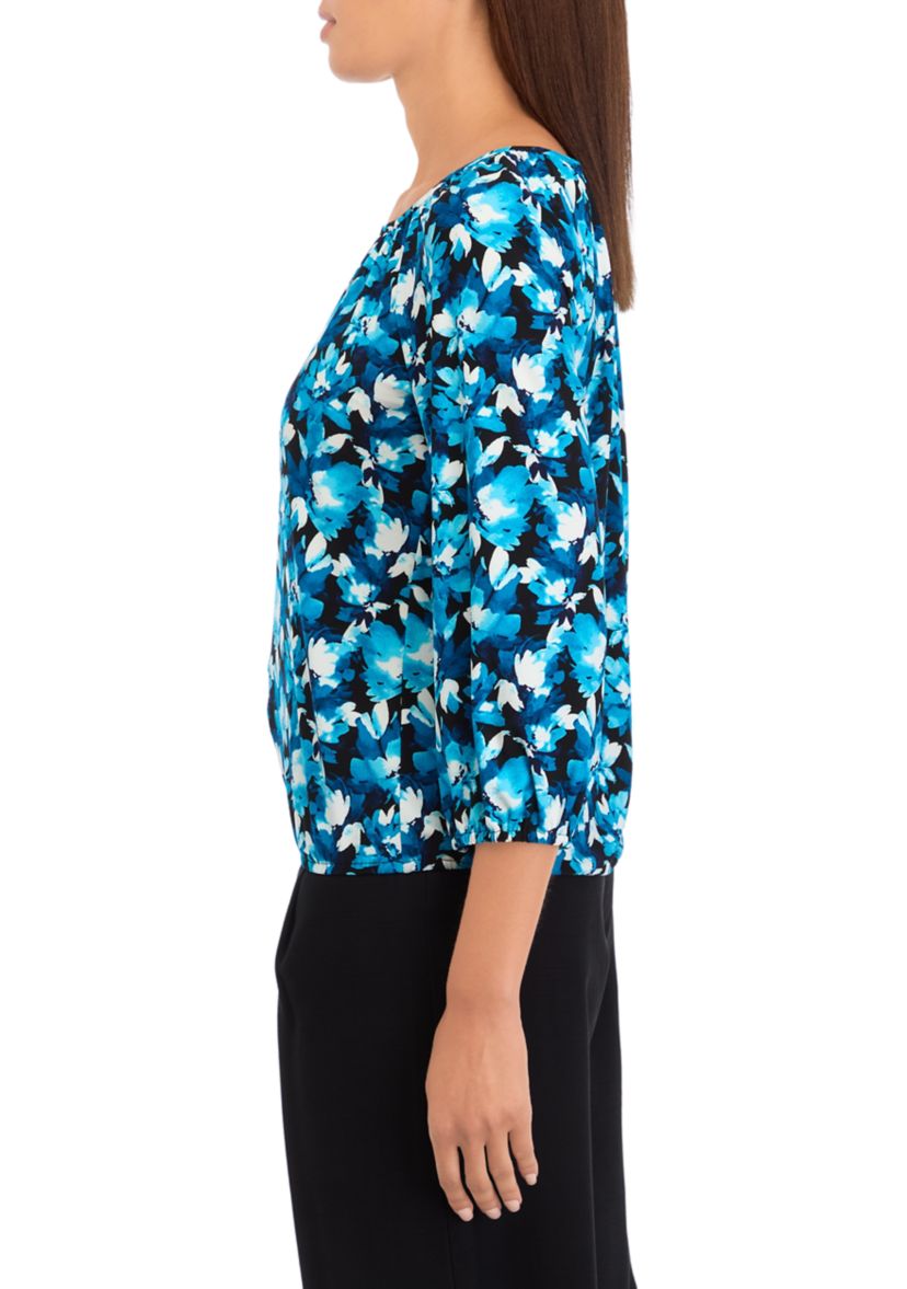 Womens Printed Peasant Top 