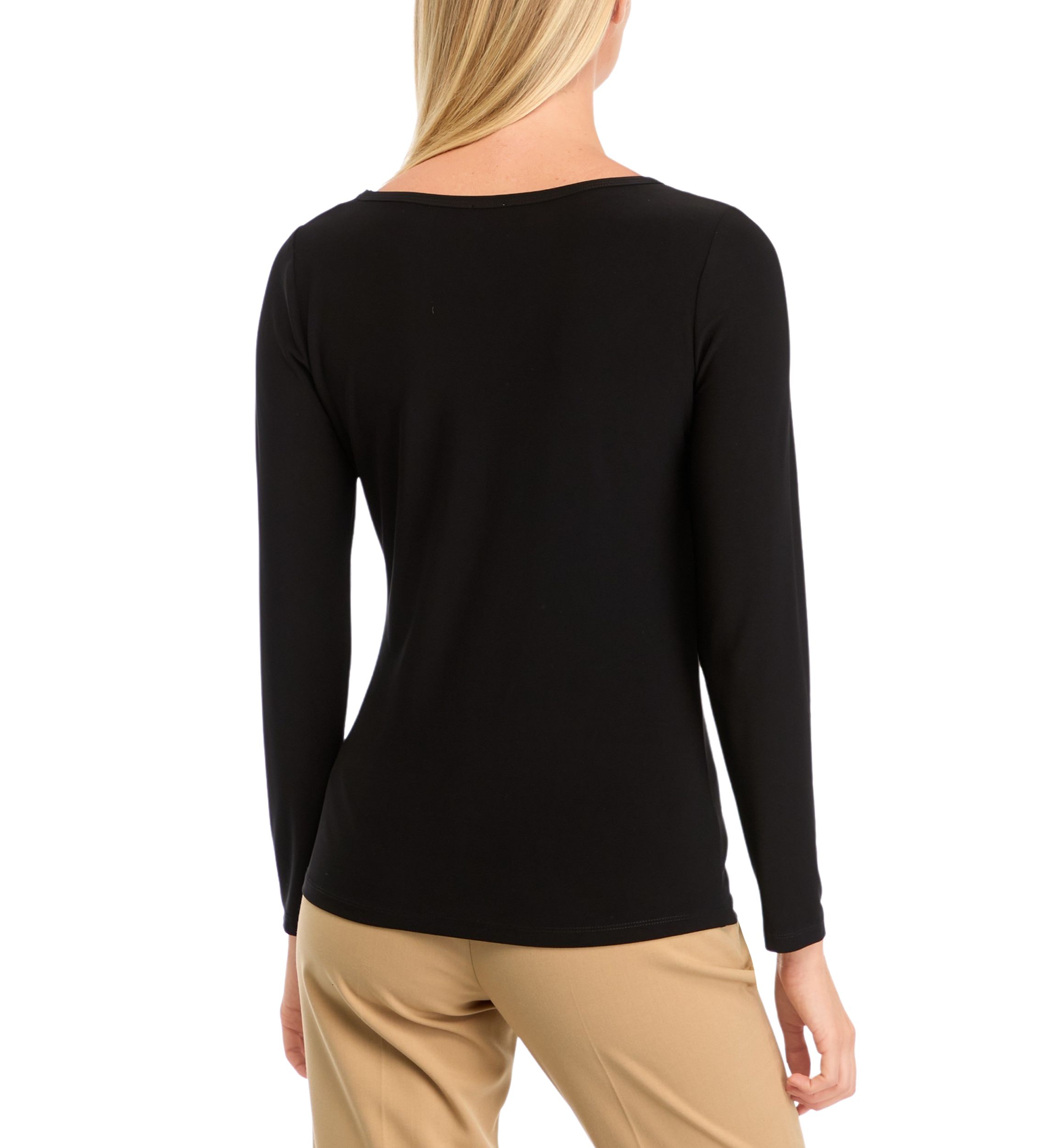 Petite Long Sleeve Front Ruched Top with Rivets 