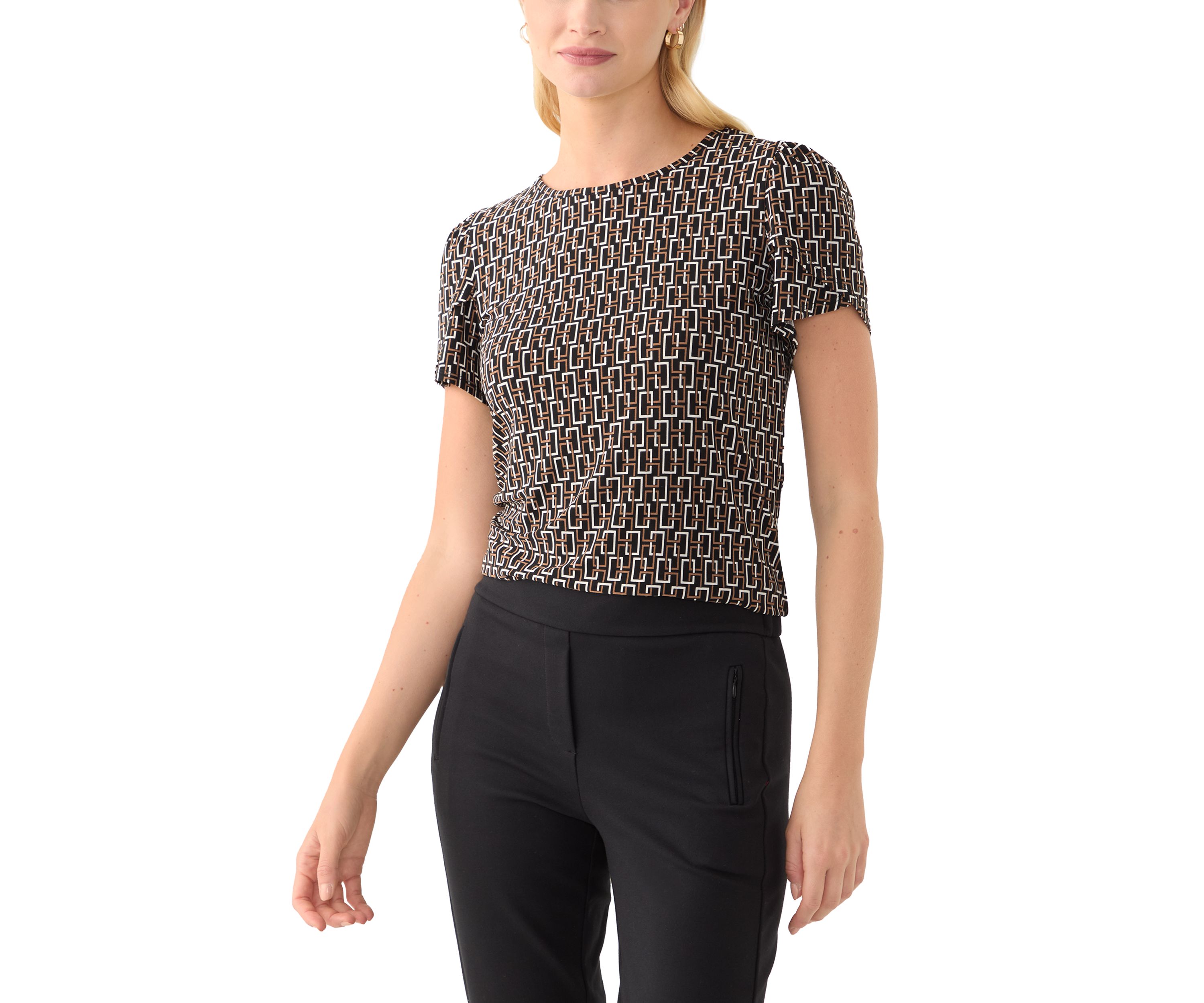 Womens Tulip Sleeve Printed Top